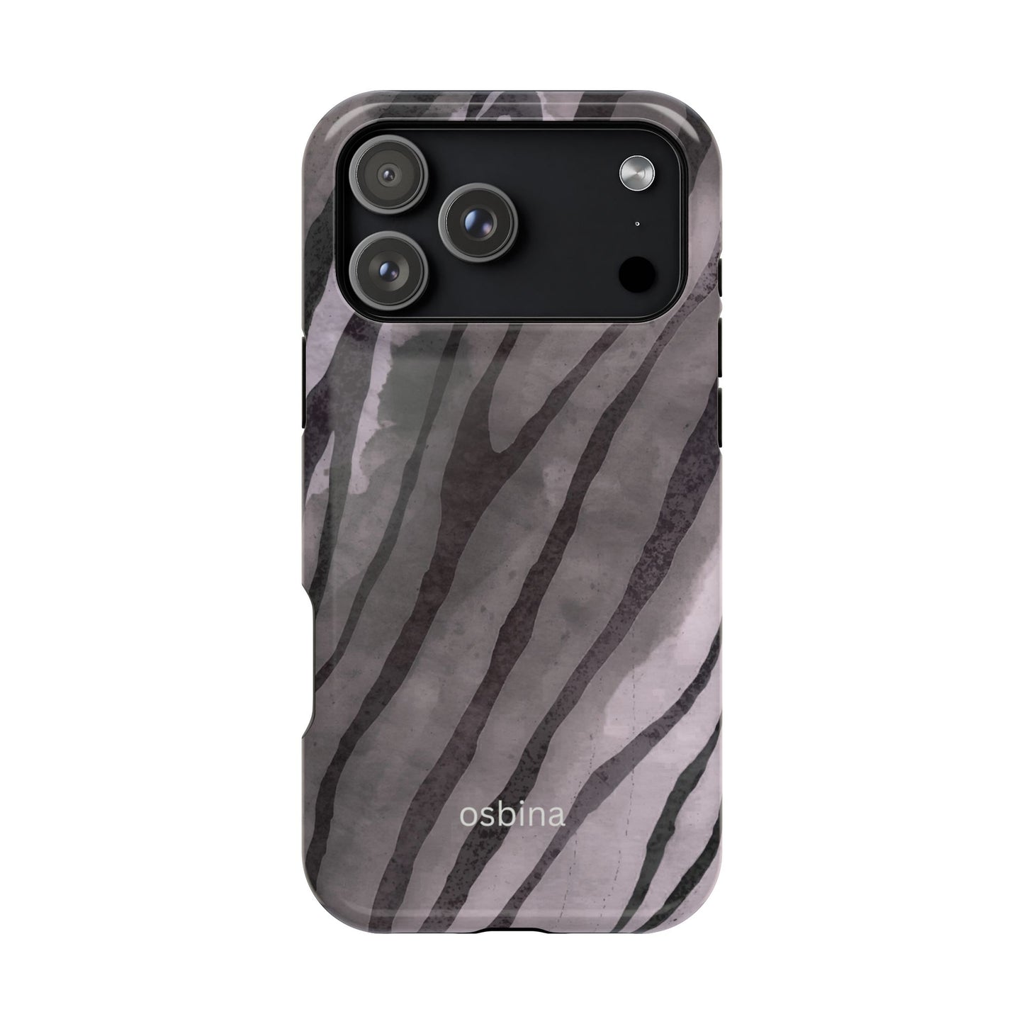 osbina | MagSafe Compatible for iPhone | Stripes on Point — The Muted Gray + Black Tiger Case | The Season Collective