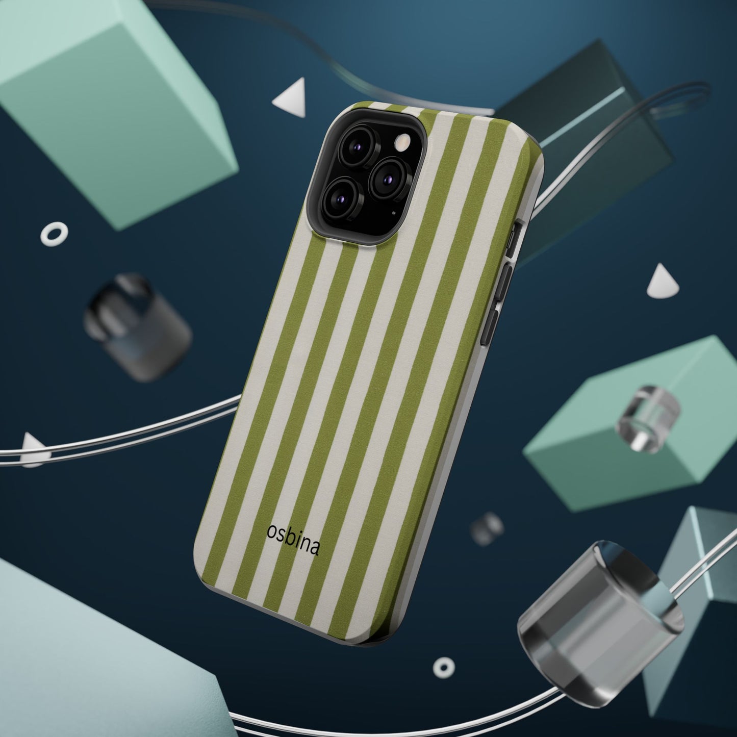 osbina | MagSafe compatible for iPhone | Verde Stripe Phone Case | Color Edit Collection