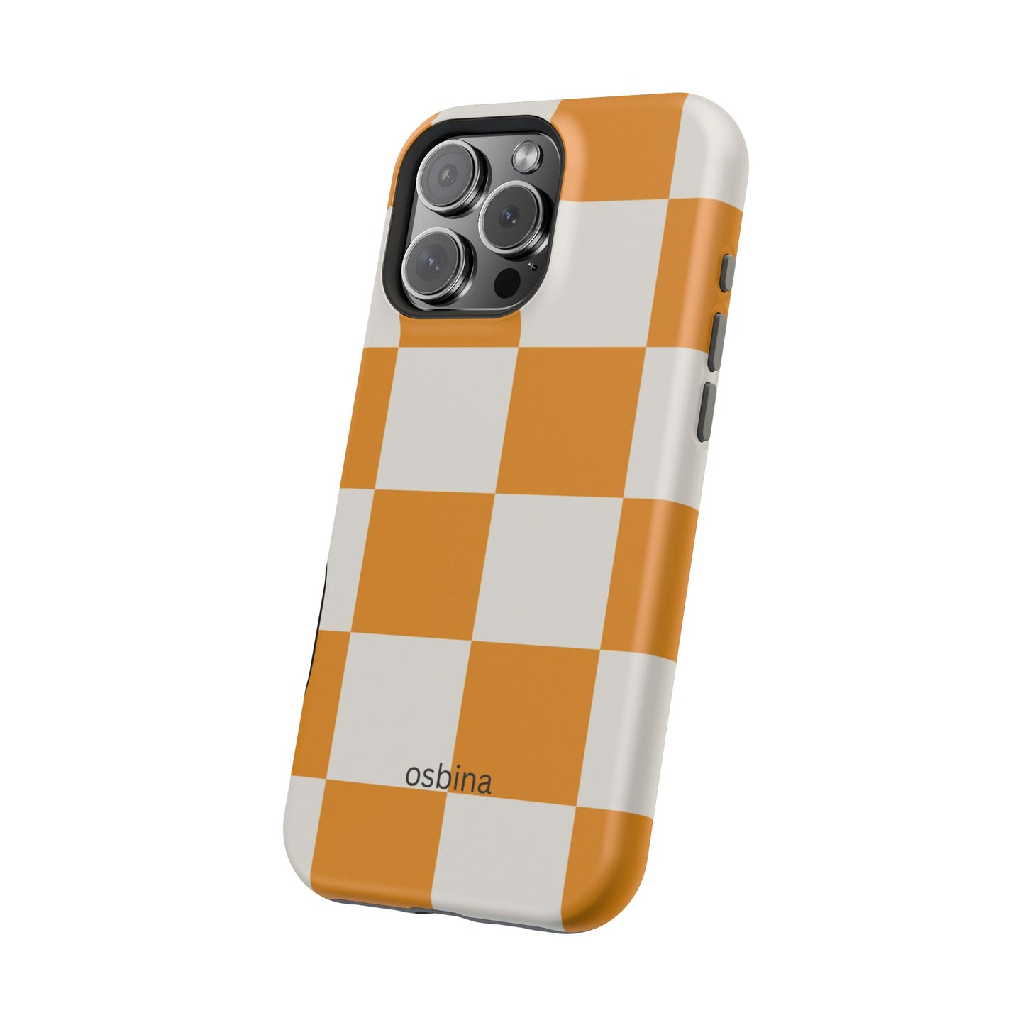 osbina | MagSafe Compatible for iPhone | Check You Out — The Orange + White Check Case | The Season Collective