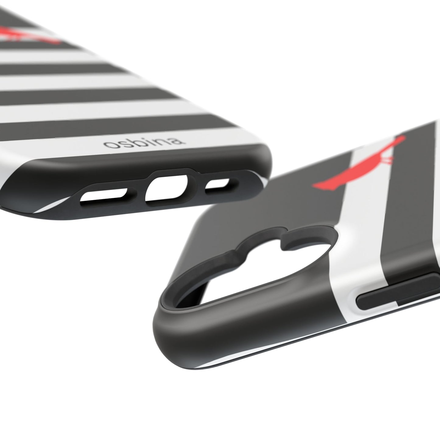 osbina | MagSafe compatible for iPhone | Redbird Edition Thinking of You Phone Case Black & White Stripe | Inspired By Collection