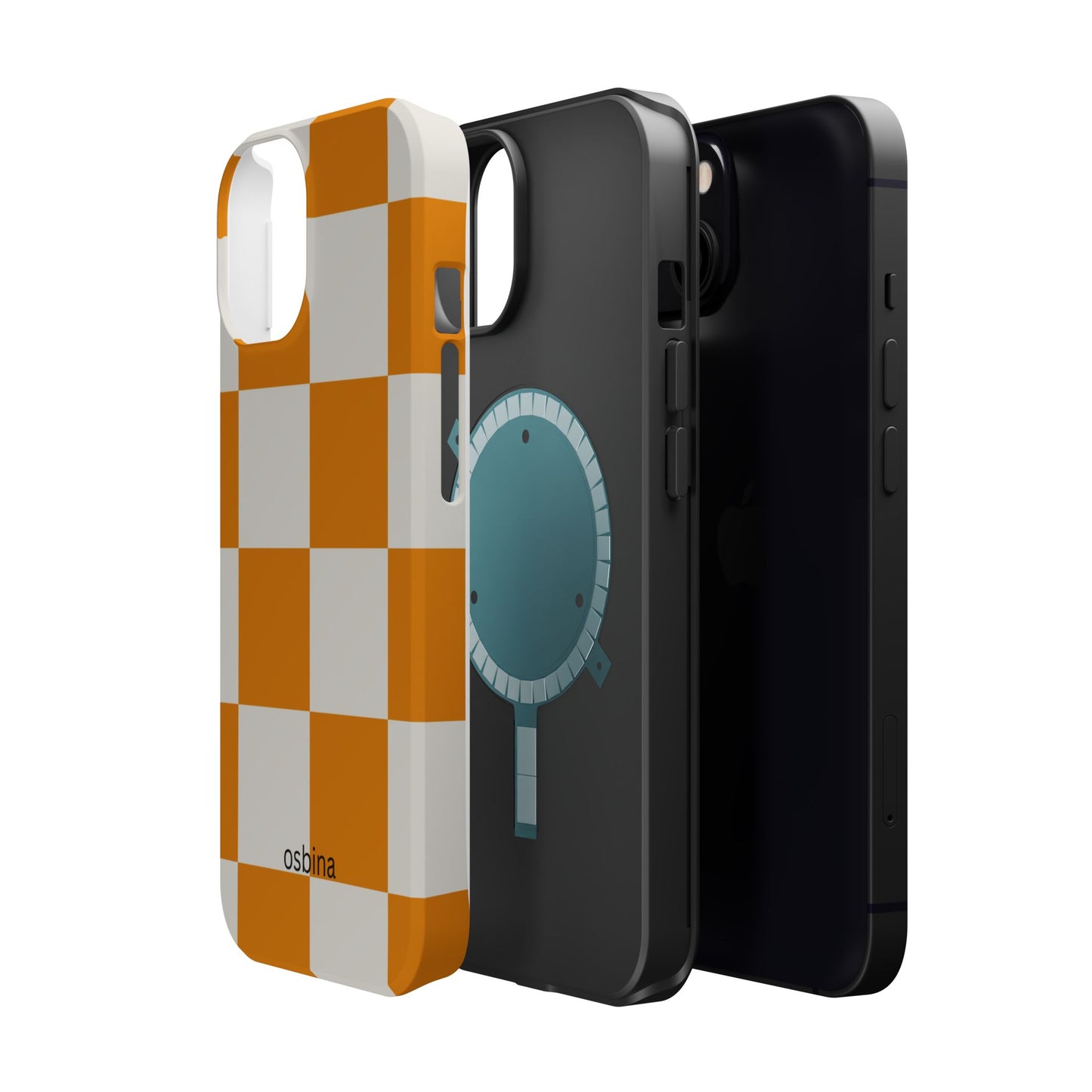 osbina | MagSafe Compatible for iPhone | Check You Out — The Orange + White Check Case | The Season Collective