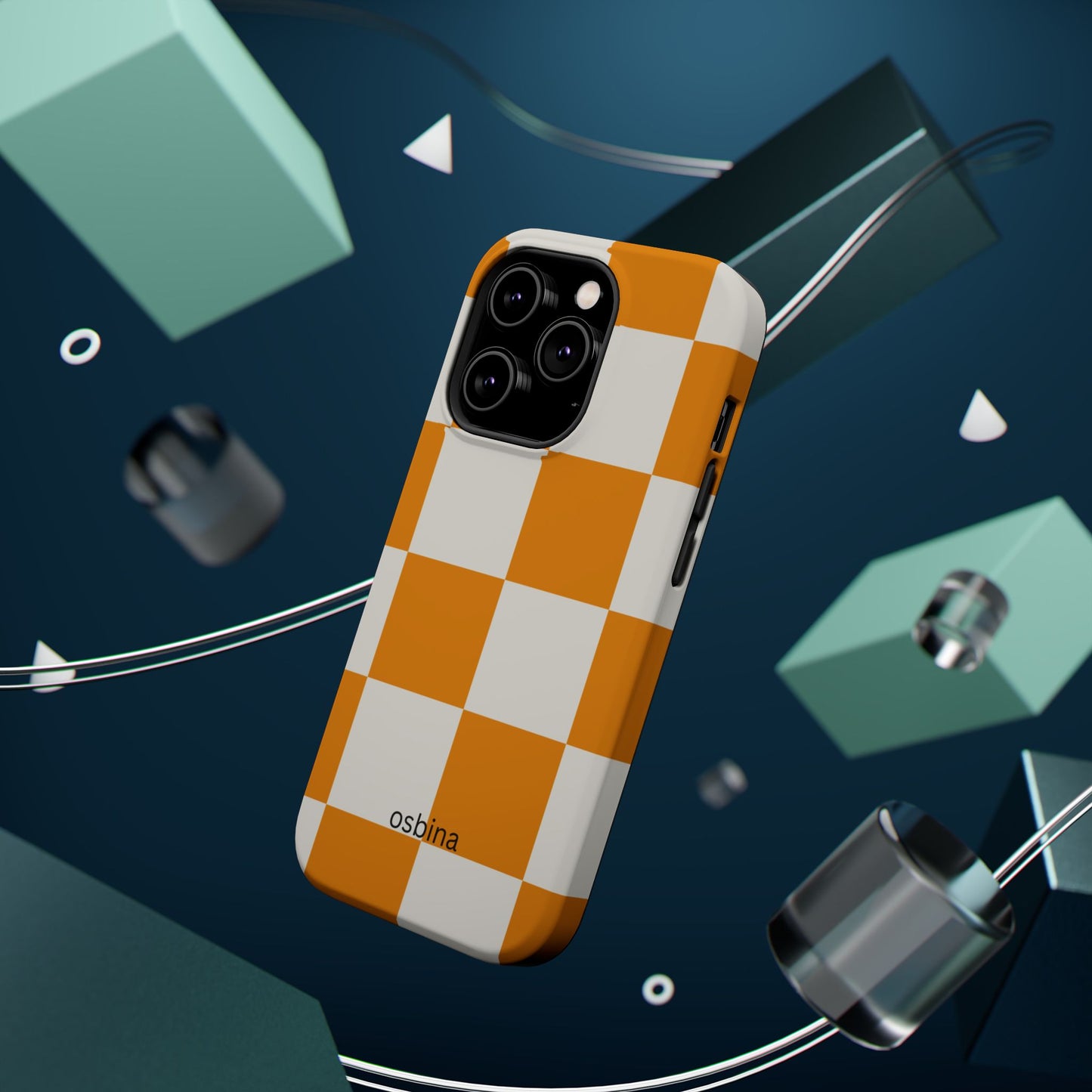 osbina | MagSafe Compatible for iPhone | Check You Out — The Orange + White Check Case | The Season Collective