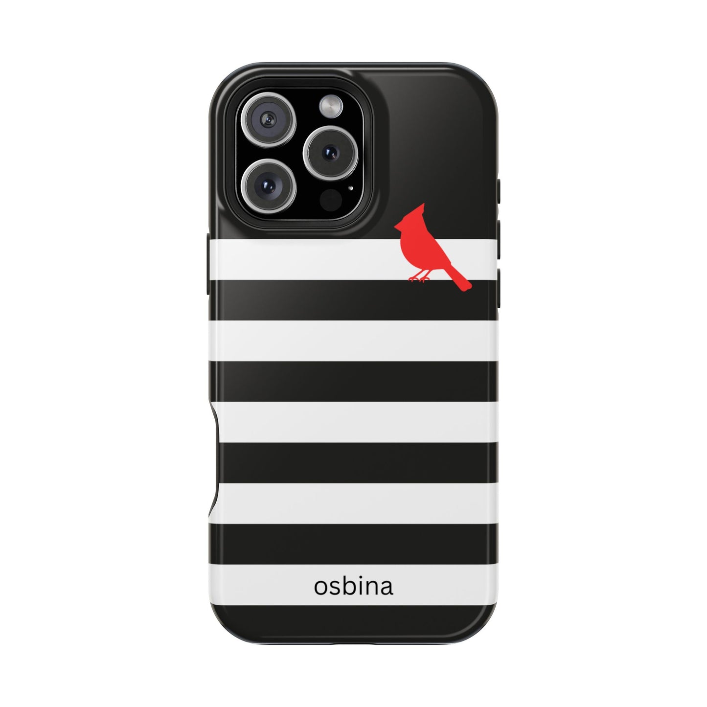 osbina | MagSafe compatible for iPhone | Redbird Edition Thinking of You Phone Case Black & White Stripe | Inspired By Collection