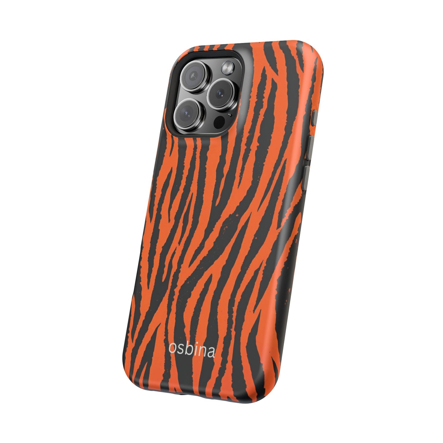 osbina | MagSafe Compatible for iPhone | Tiger, But Make It Chic — The Bengal Stripe Case in Orange + Black | The Season Collective