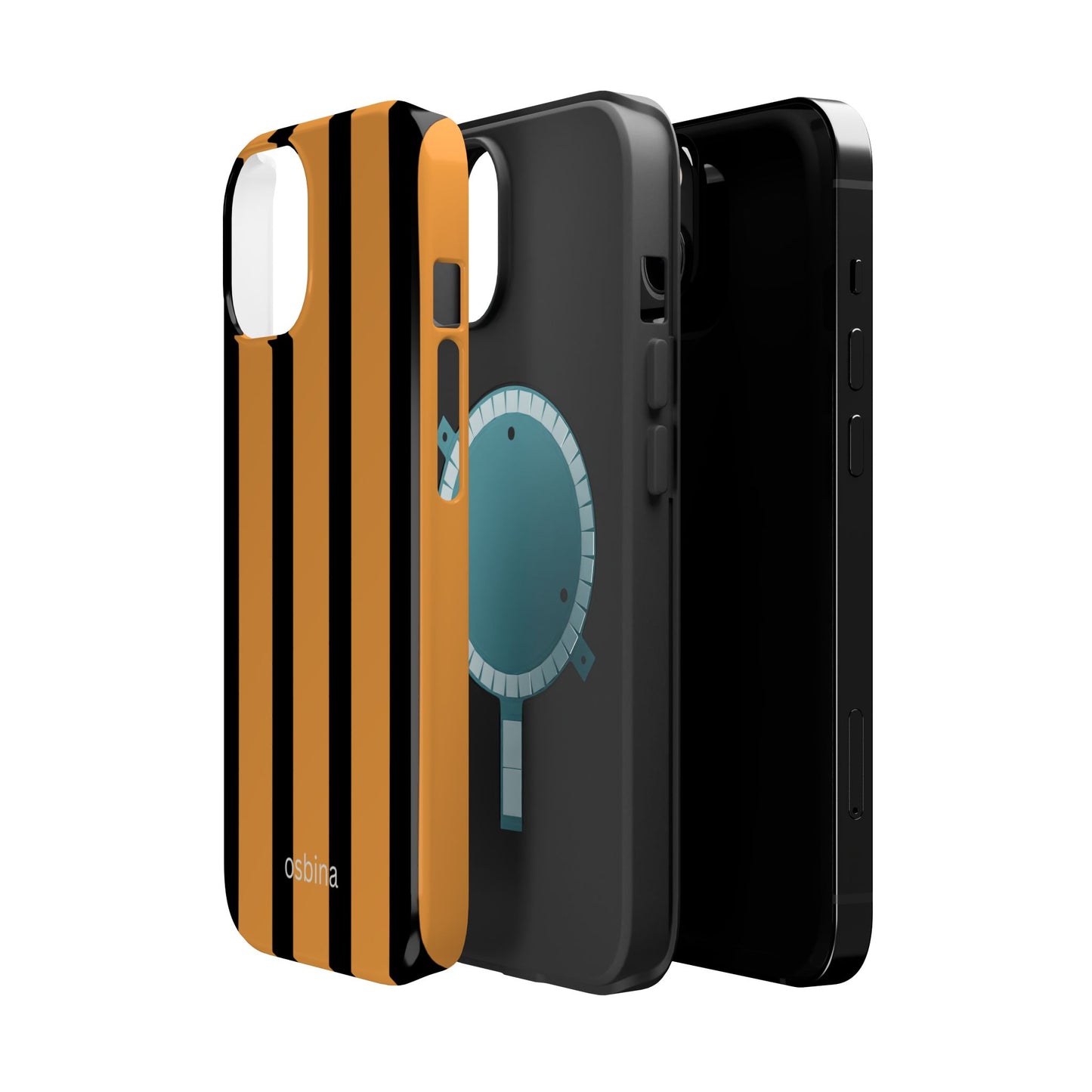 osbina | MagSafe Compatible for iPhone | The Statement Stripe Case in Black + Orange | The Season Collective