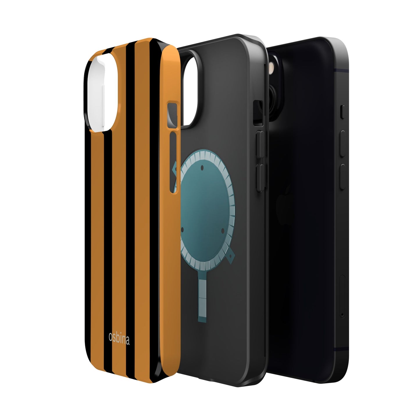 osbina | MagSafe Compatible for iPhone | The Statement Stripe Case in Black + Orange | The Season Collective