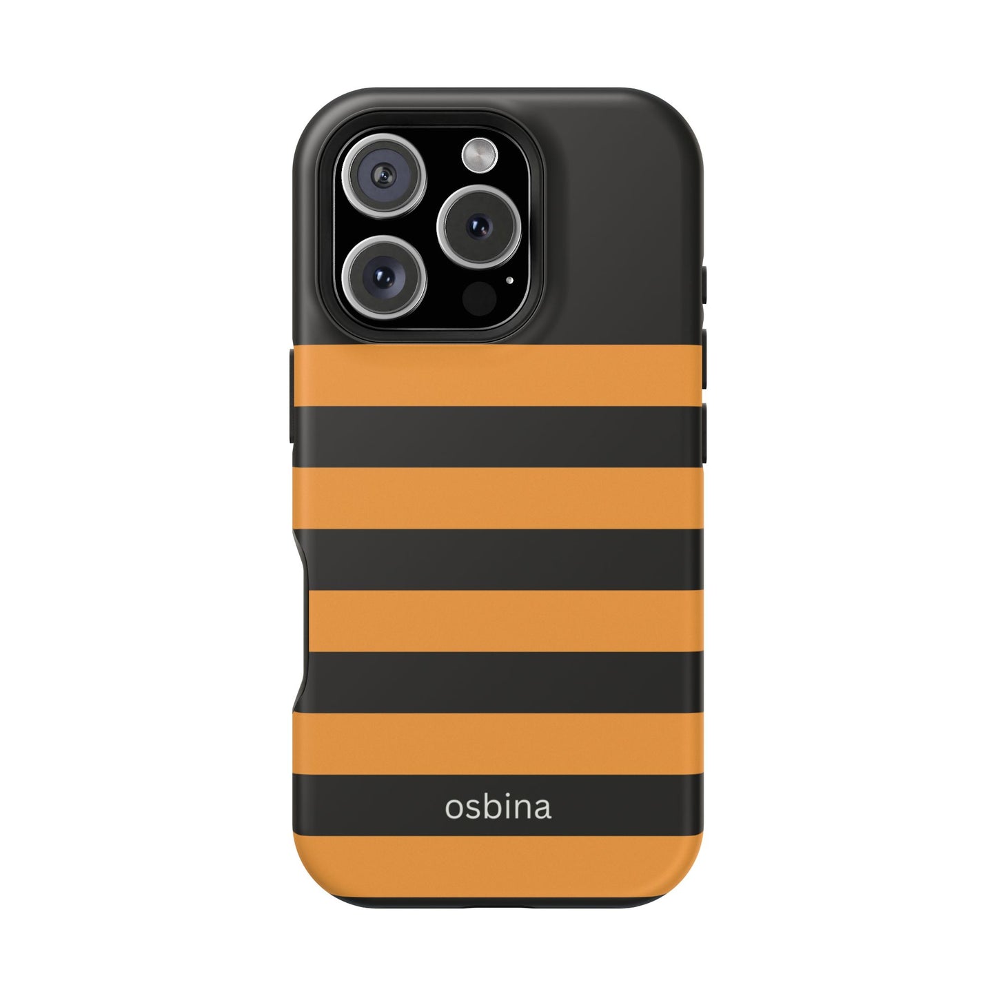 osbina | MagSafe Compatible for iPhone | The Horizon Stripe Case in Black + Orange | The Season Collective