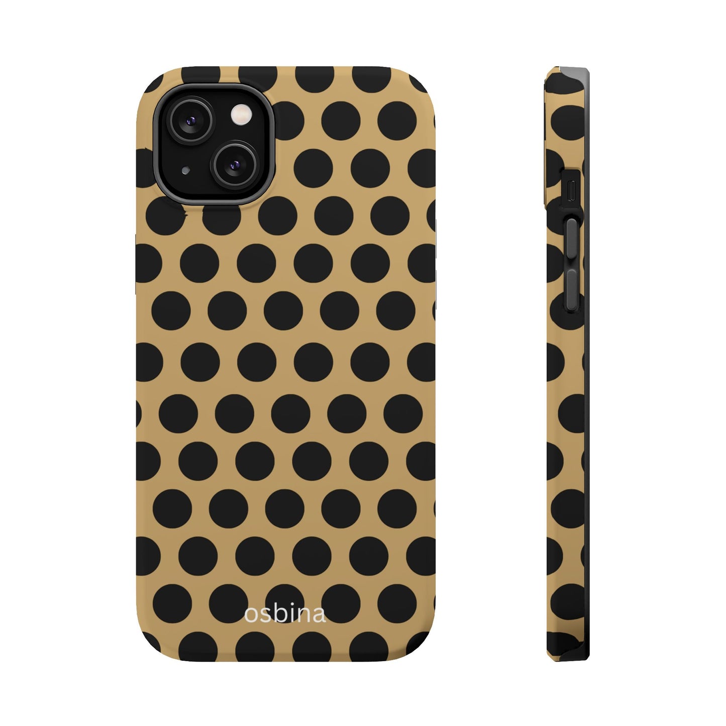osbina | MagSafe compatible for iPhone | Camel Noir Dots Phone Case | Modern Muse Collection