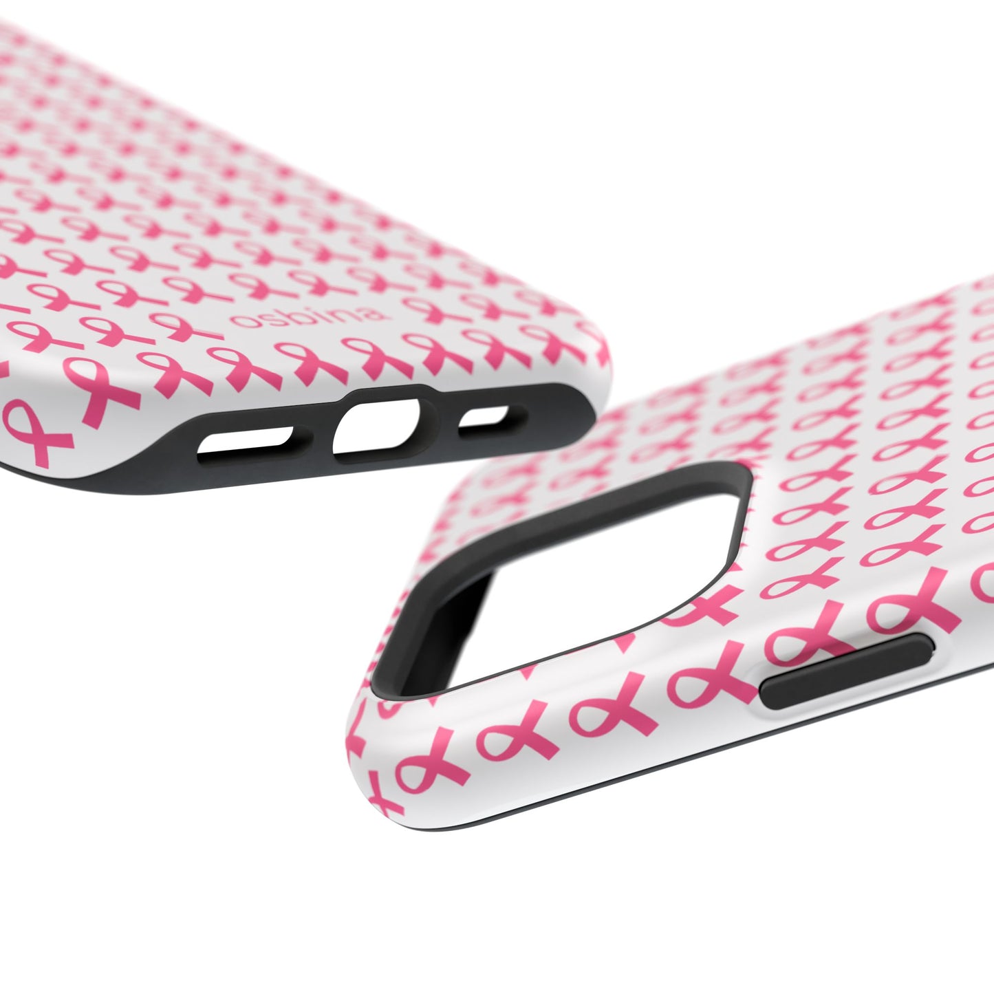 osbina | MagSafe compatible for iPhone | Limited Edition The Side By Side Pink Ribbons Case in Light Pink + Soft Pink + Hot Pink | The Pink October Collection | Inspired By