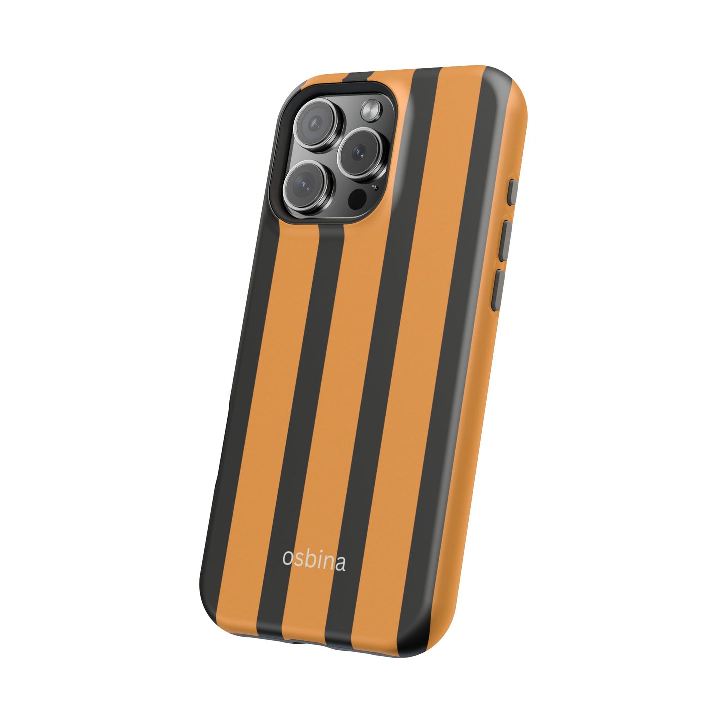 osbina | MagSafe Compatible for iPhone | The Statement Stripe Case in Black + Orange | The Season Collective
