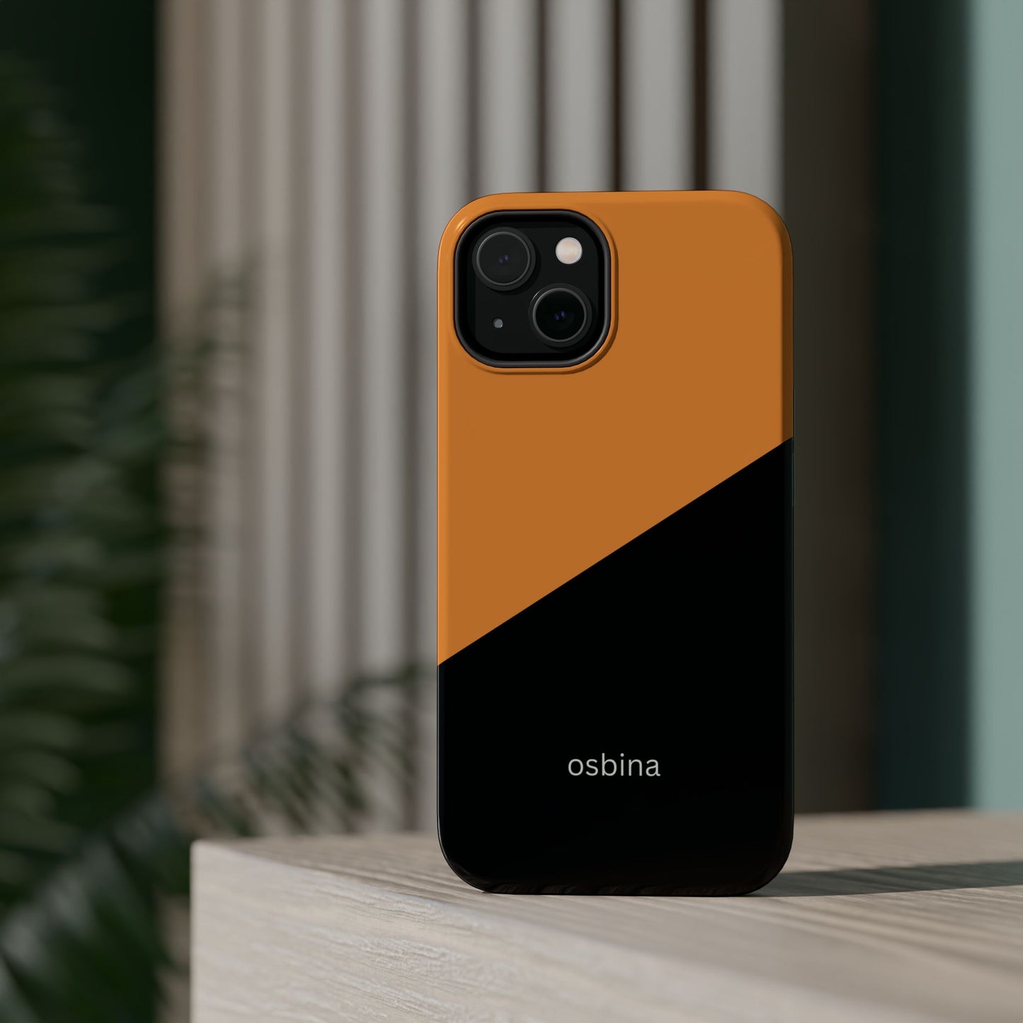 osbina | MagSafe Compatible for iPhone | Bold Moves Only — The Orange + Black Split Diagonal Case | The Season Collective