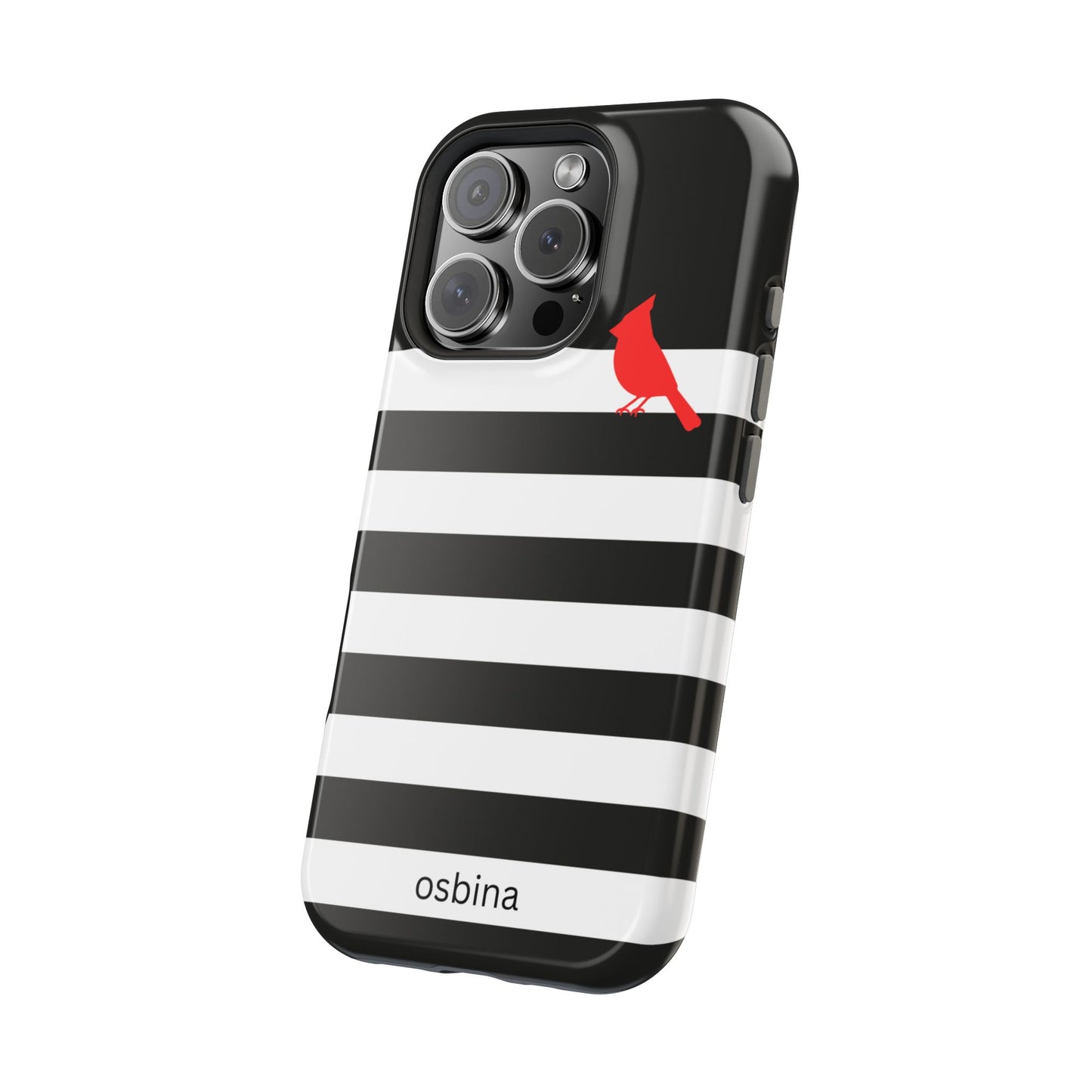 osbina | MagSafe compatible for iPhone | Redbird Edition Thinking of You Phone Case Black & White Stripe | Inspired By Collection