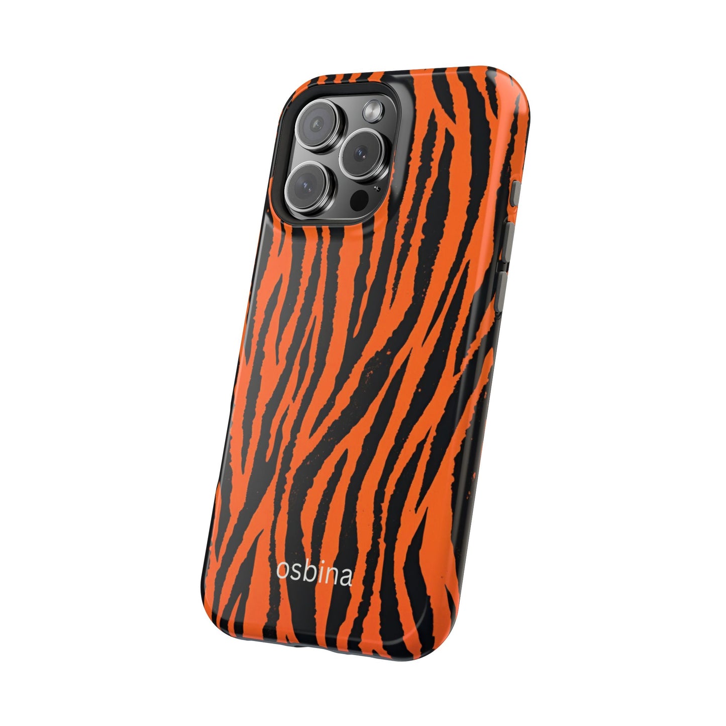 osbina | MagSafe Compatible for iPhone | Tiger, But Make It Chic — The Bengal Stripe Case in Orange + Black | The Season Collective