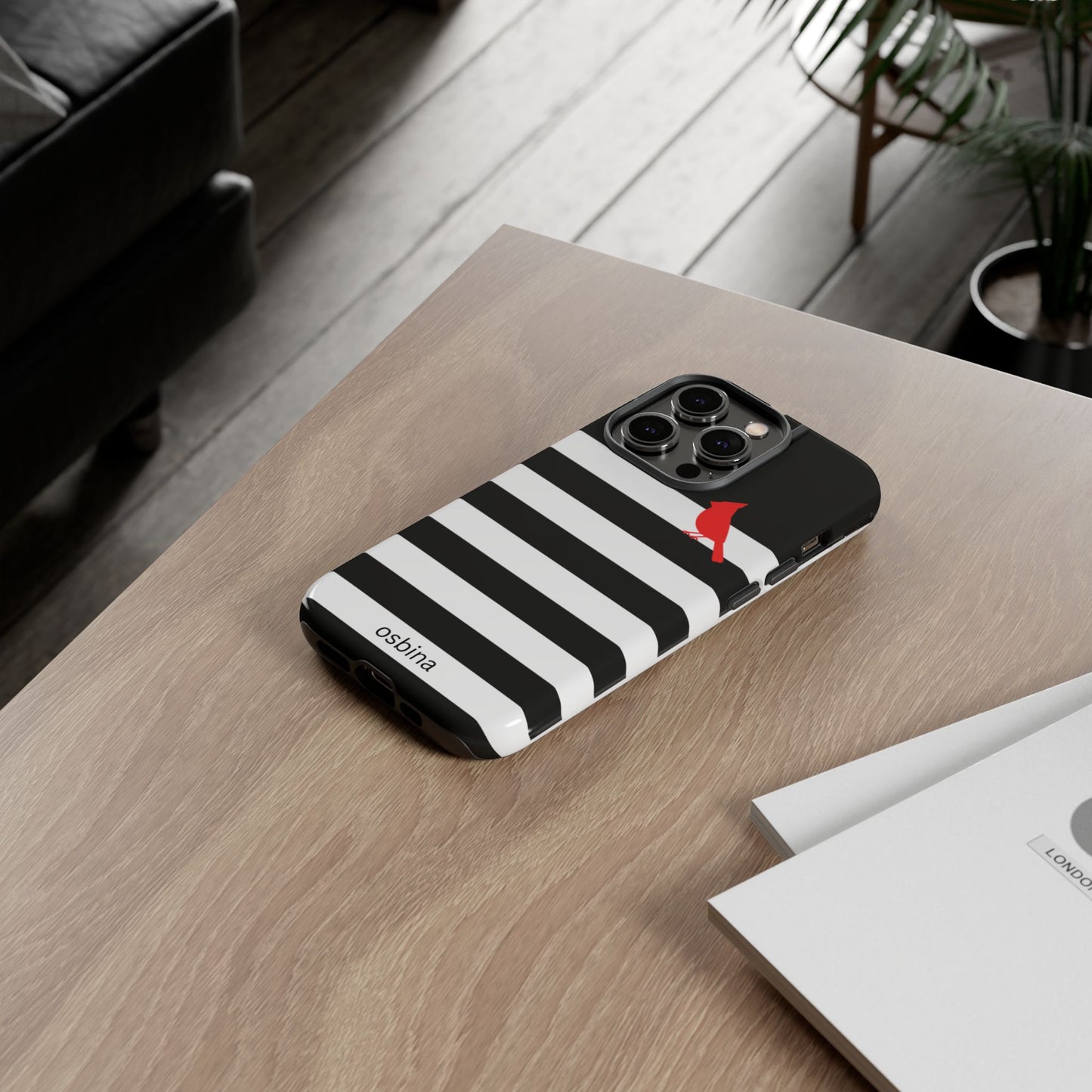 osbina | Redbird Edition Thinking of You Phone Case Black & White Stripe | Inspired By Collection