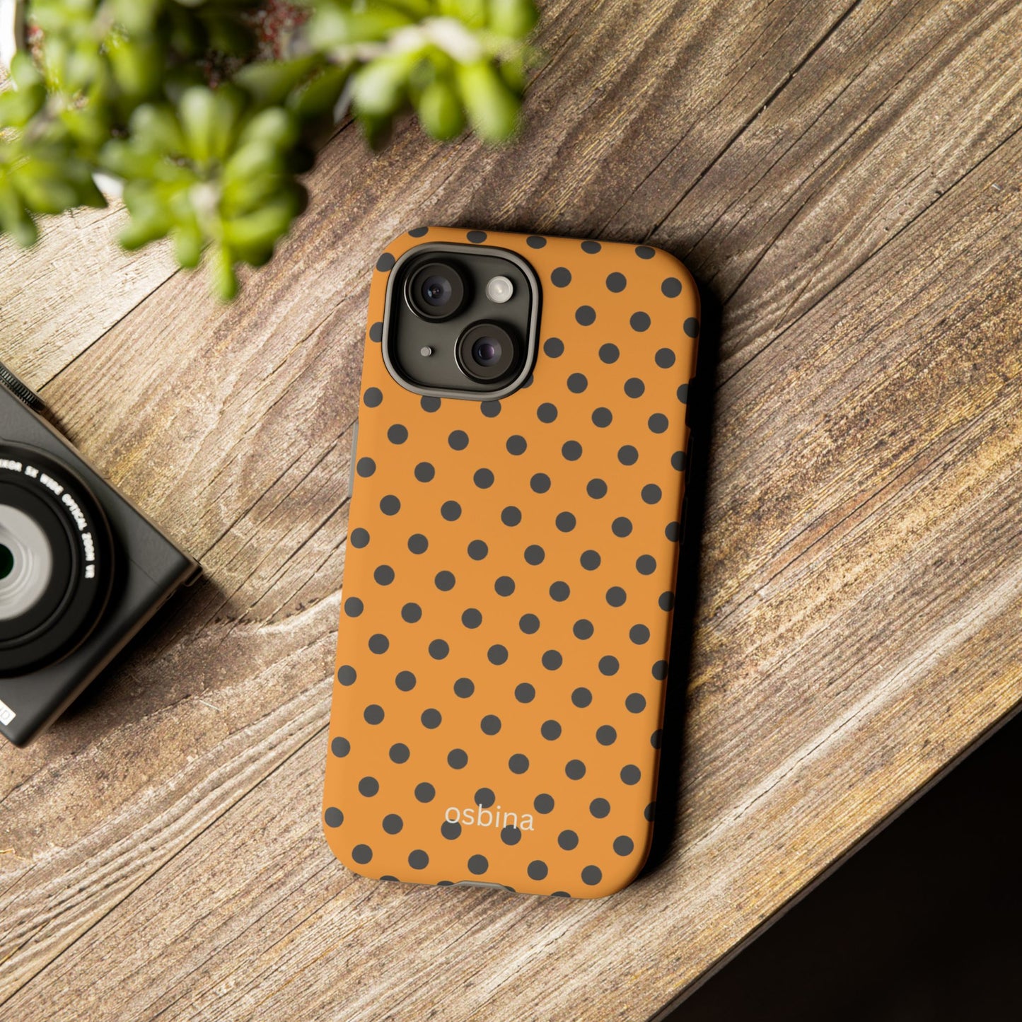 osbina | Spot On Chic — The Orange + Black Polka Dot Case | The Season Collective