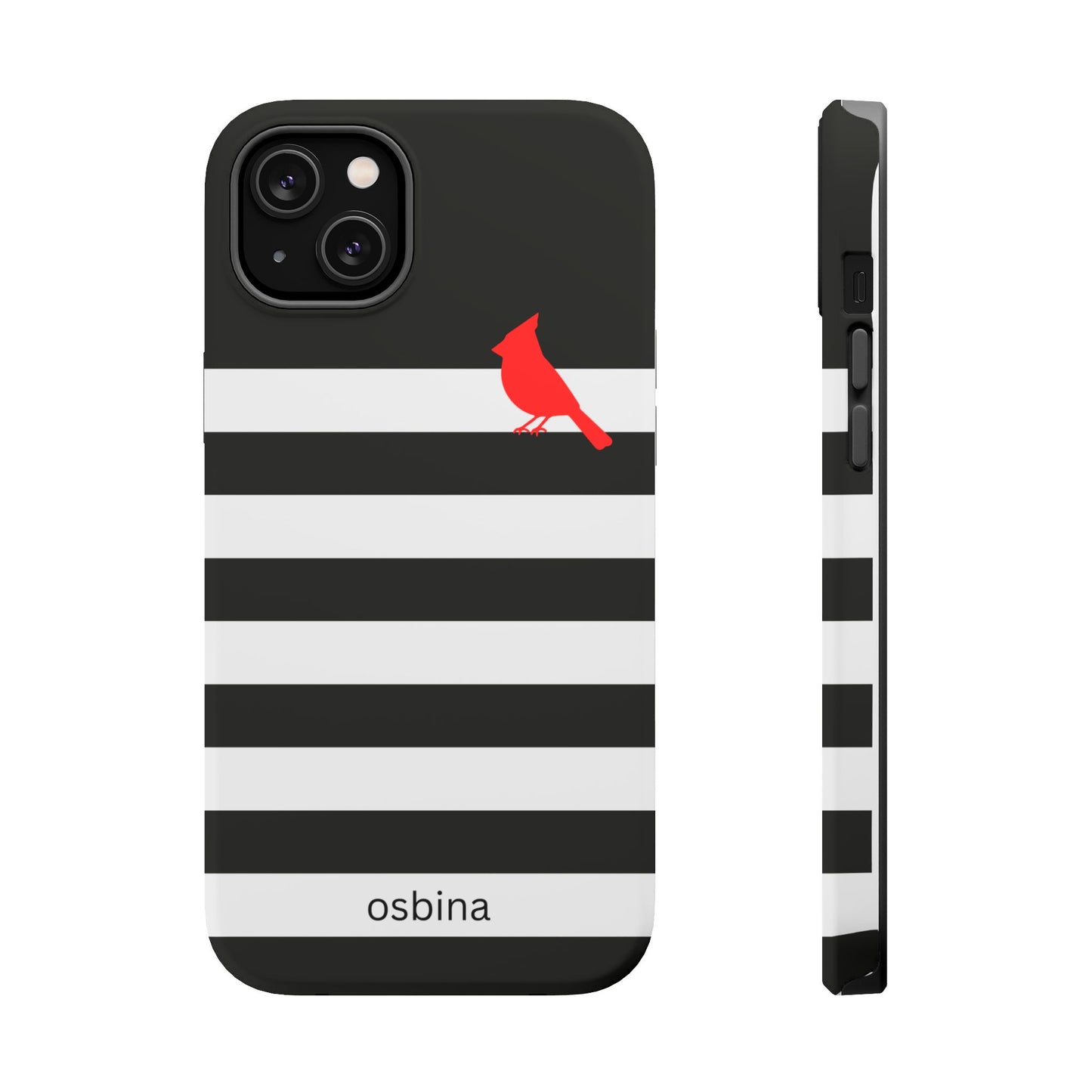 osbina | MagSafe compatible for iPhone | Redbird Edition Thinking of You Phone Case Black & White Stripe | Inspired By Collection