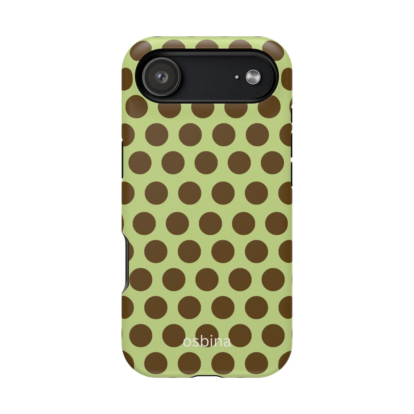 osbina | MagSafe compatible for iPhone | Chartreuse Cocoa Dots Phone Case | Color Edit Collection