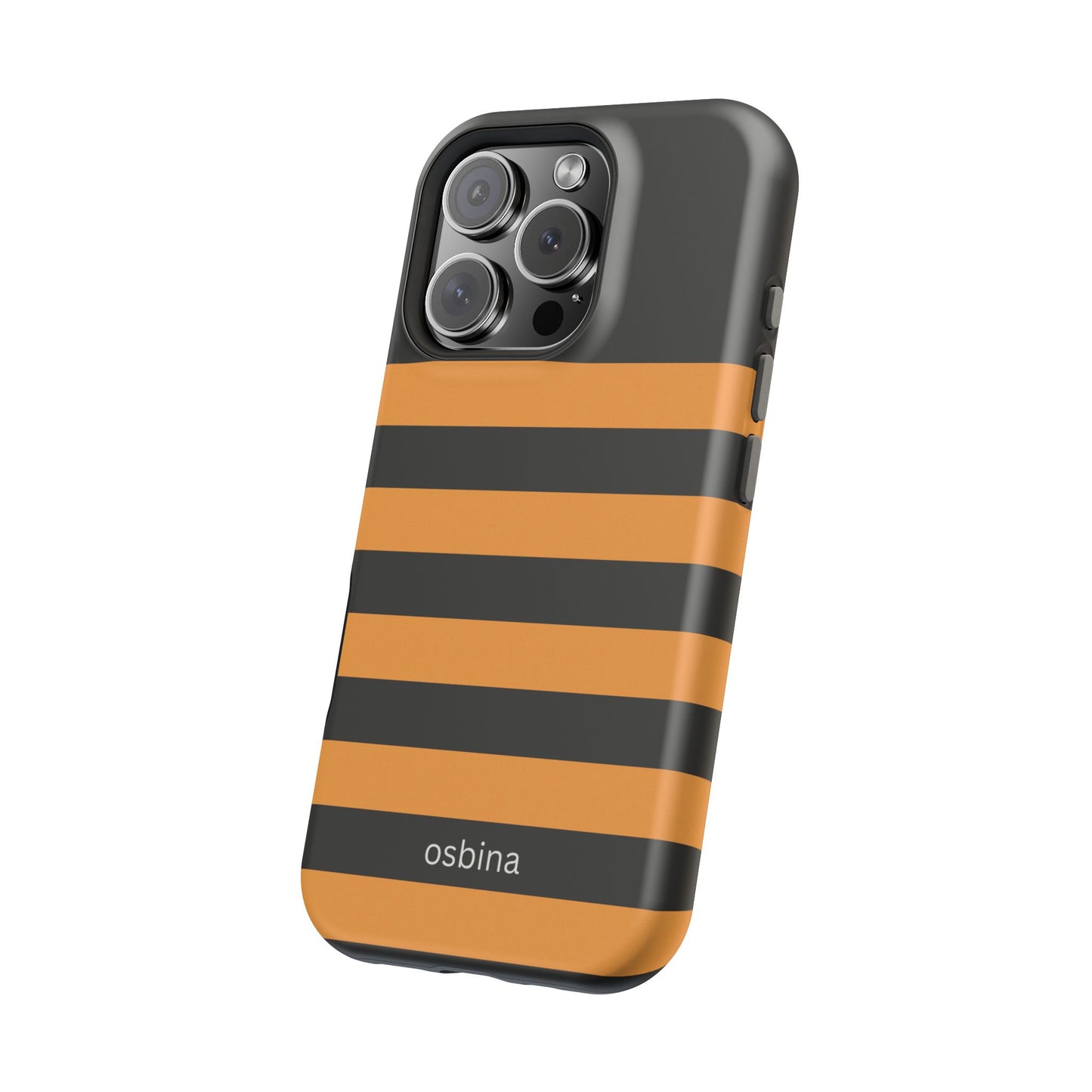osbina | MagSafe Compatible for iPhone | The Horizon Stripe Case in Black + Orange | The Season Collective