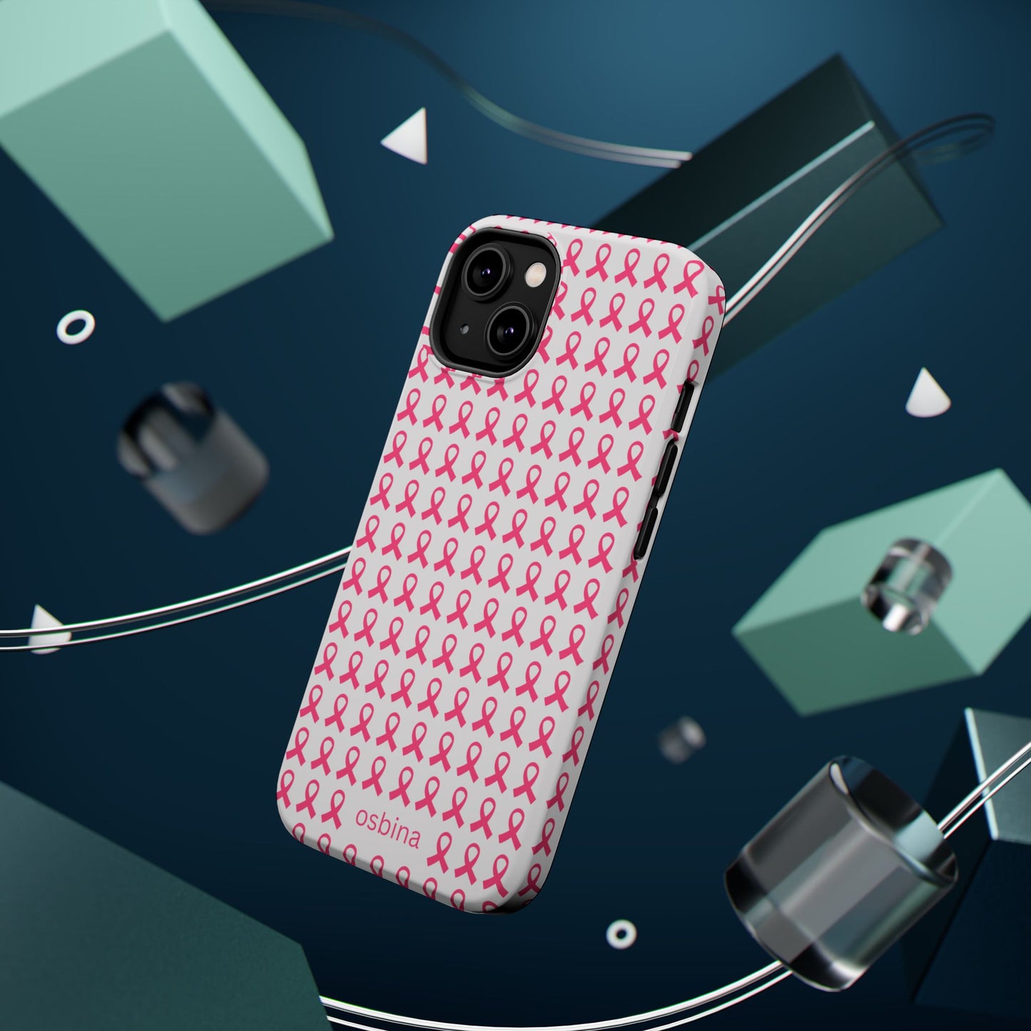 osbina | MagSafe compatible for iPhone | Limited Edition The Side By Side Pink Ribbons Case in Light Pink + Soft Pink + Hot Pink | The Pink October Collection | Inspired By