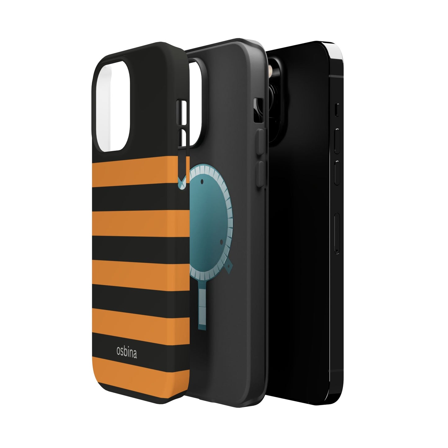 osbina | MagSafe Compatible for iPhone | The Horizon Stripe Case in Black + Orange | The Season Collective