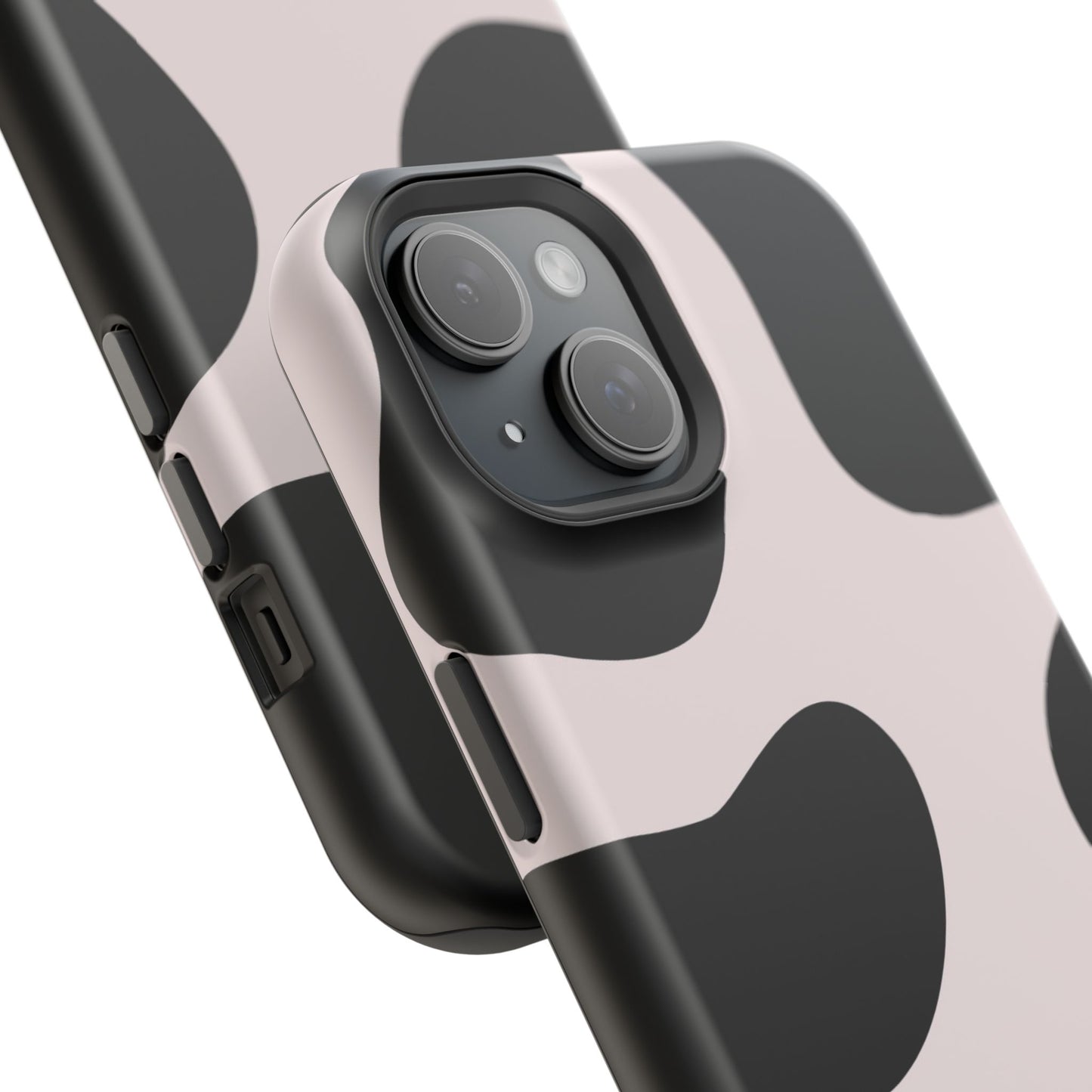 osbina | MagSafe compatible for iPhone | Prairie Chic Pink & Black Cow Print Phone Case | Modern Muse Collection