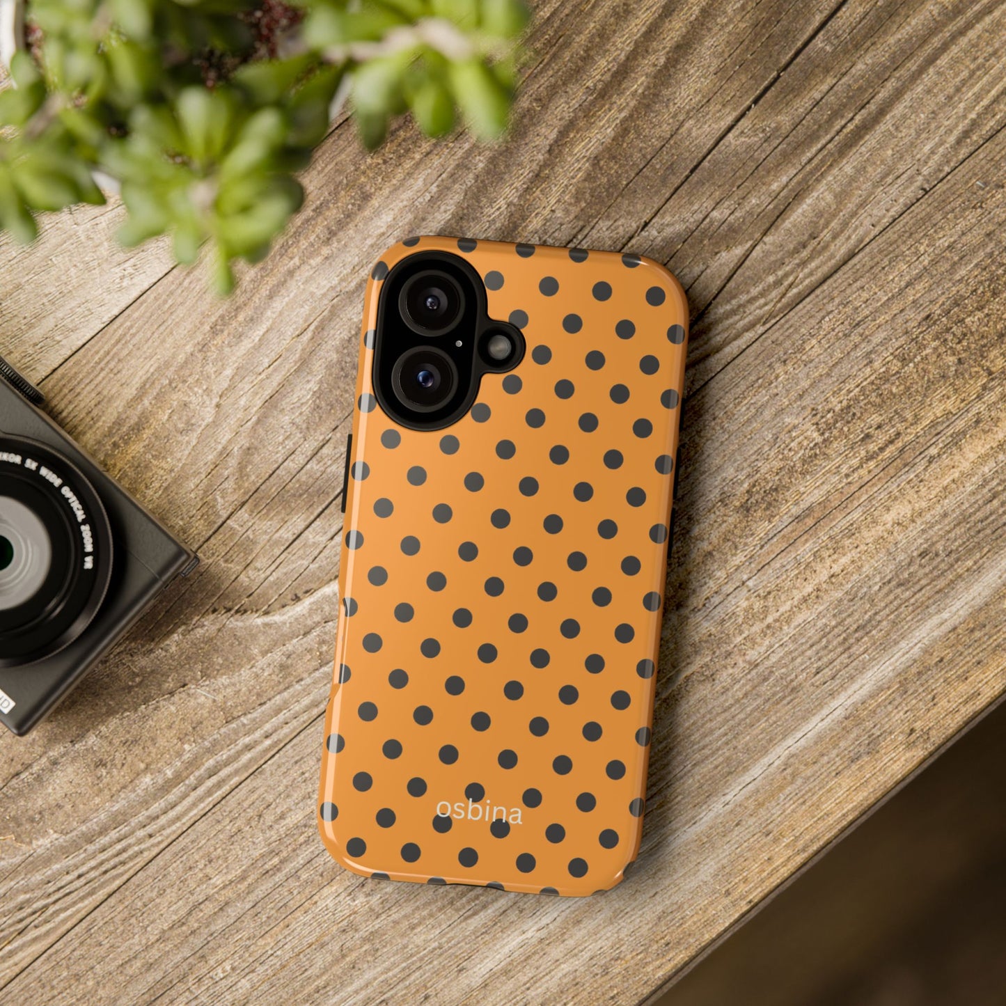 osbina | Spot On Chic — The Orange + Black Polka Dot Case | The Season Collective