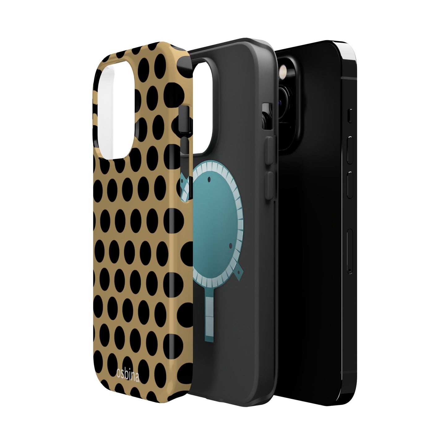 osbina | MagSafe compatible for iPhone | Camel Noir Dots Phone Case | Modern Muse Collection