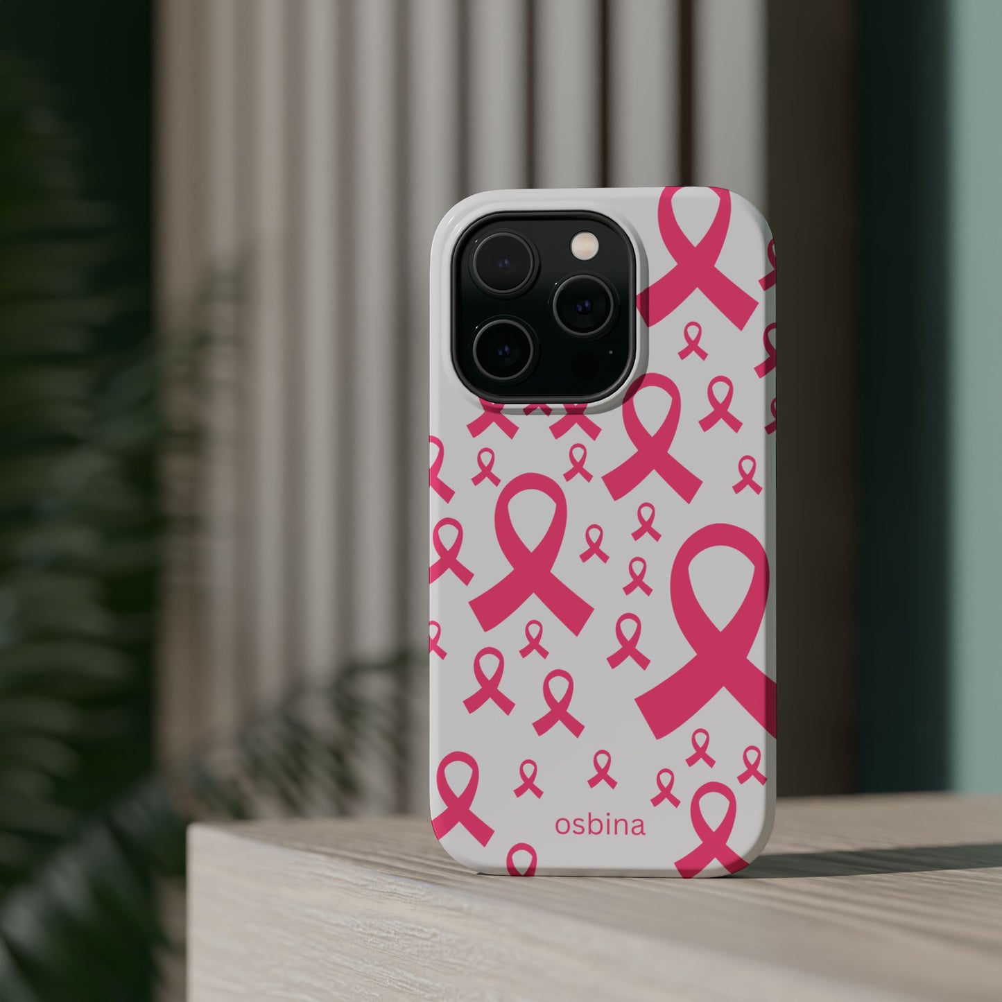 osbina | MagSafe compatible for iPhone | Limited Edition Strength in Ribbons Case in Light Pink + Soft Pink + Hot Pink | The Pink October Collection | Inspired By