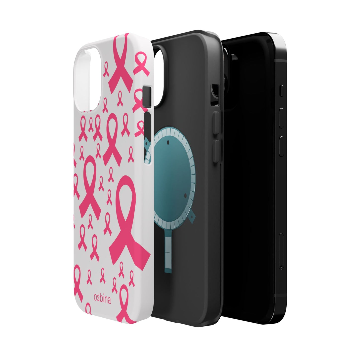 osbina | MagSafe compatible for iPhone | Limited Edition Strength in Ribbons Case in Light Pink + Soft Pink + Hot Pink | The Pink October Collection | Inspired By