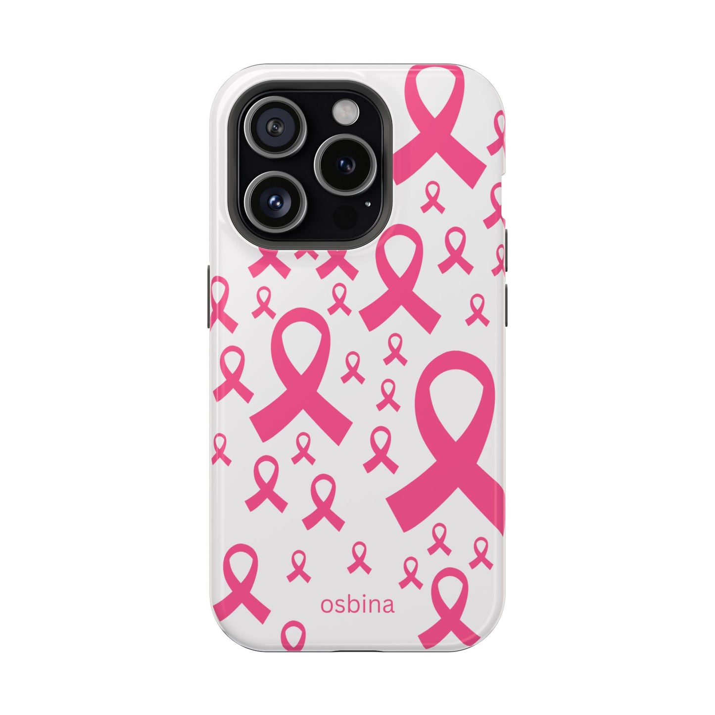 osbina | MagSafe compatible for iPhone | Limited Edition Strength in Ribbons Case in Light Pink + Soft Pink + Hot Pink | The Pink October Collection | Inspired By