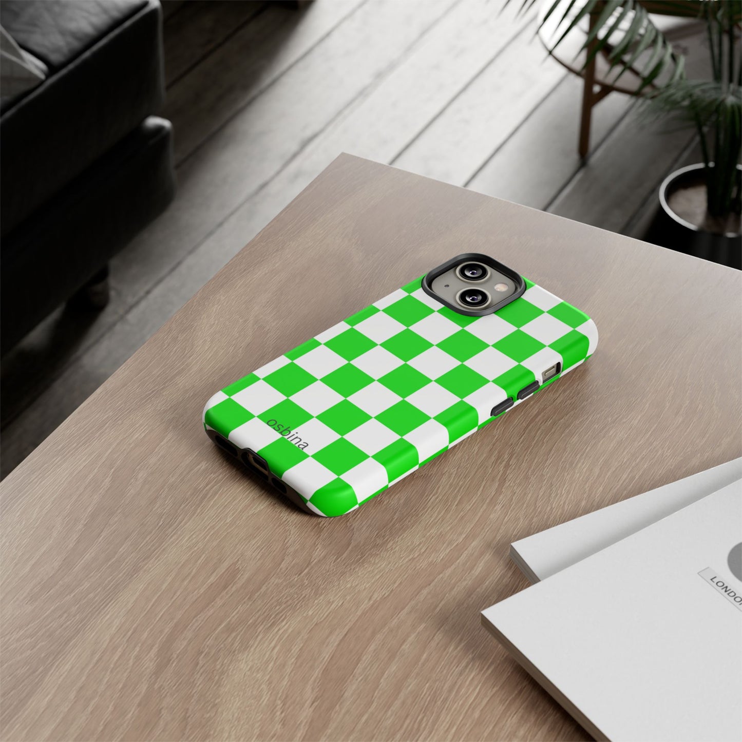 osbina | Neon Verdi Checks Phone Case | Color Edit Collection