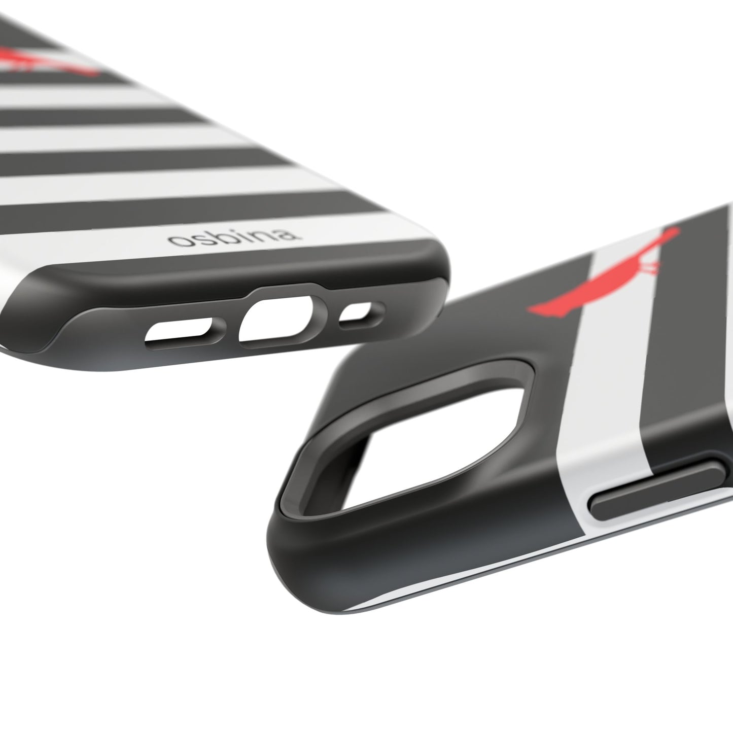 osbina | MagSafe compatible for iPhone | Redbird Edition Thinking of You Phone Case Black & White Stripe | Inspired By Collection