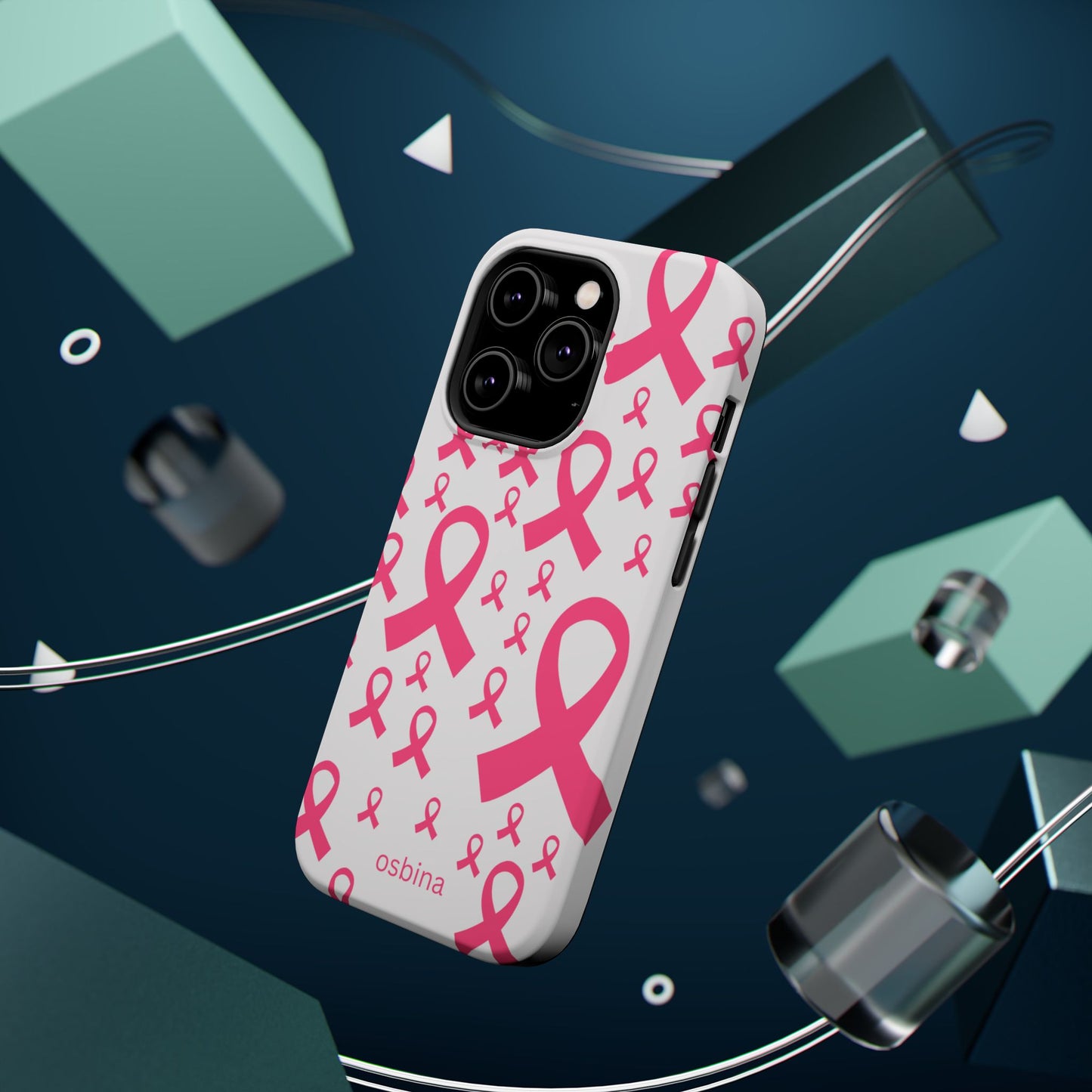 osbina | MagSafe compatible for iPhone | Limited Edition Strength in Ribbons Case in Light Pink + Soft Pink + Hot Pink | The Pink October Collection | Inspired By