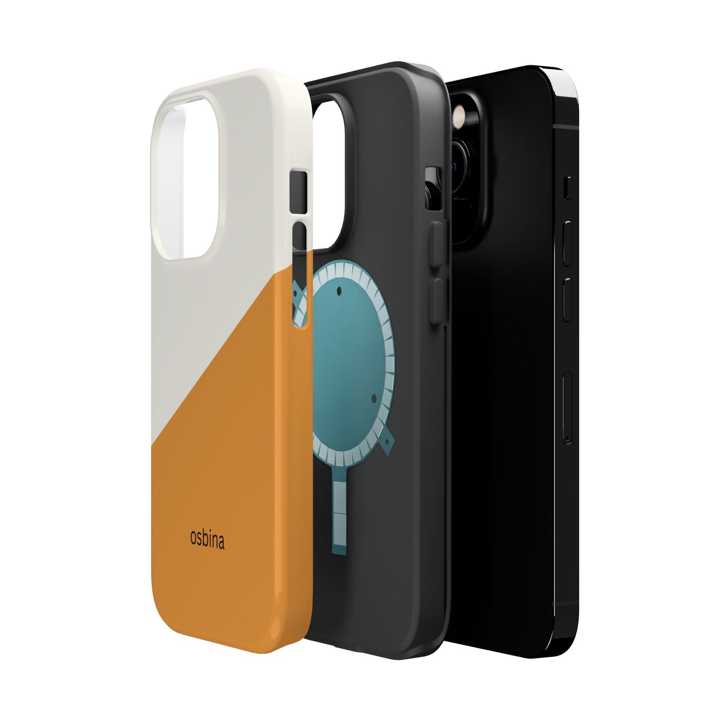 osbina | MagSafe Compatible for iPhone | Divide & Conquer — The Orange + White Split Diagonal Case | The Season Collective