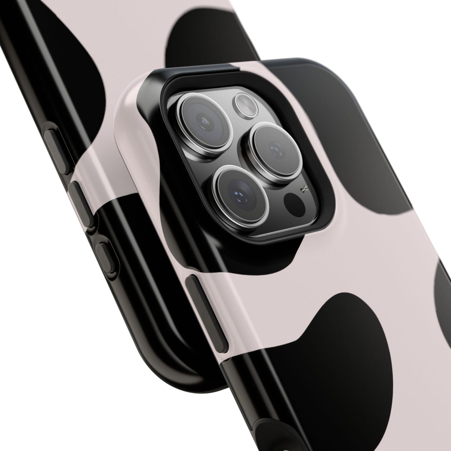 osbina | MagSafe compatible for iPhone | Prairie Chic Pink & Black Cow Print Phone Case | Modern Muse Collection