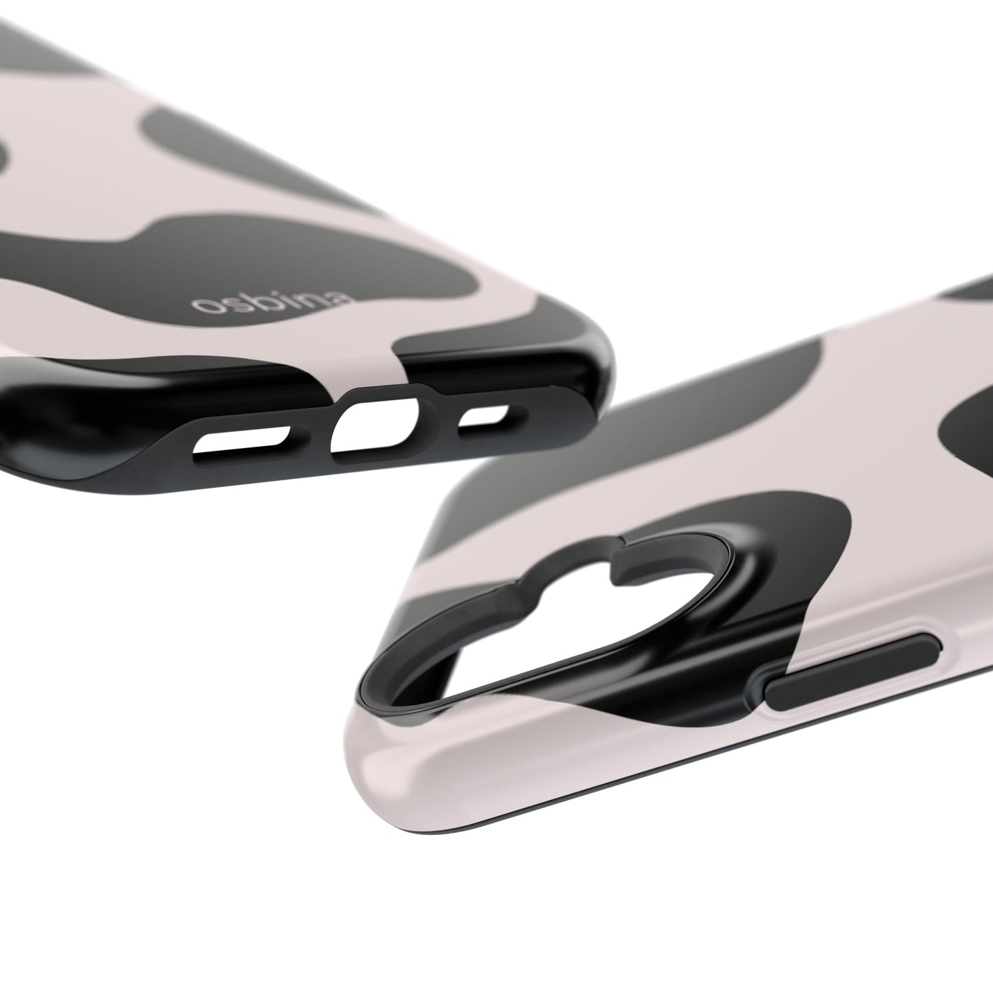 osbina | MagSafe compatible for iPhone | Prairie Chic Pink & Black Cow Print Phone Case | Modern Muse Collection