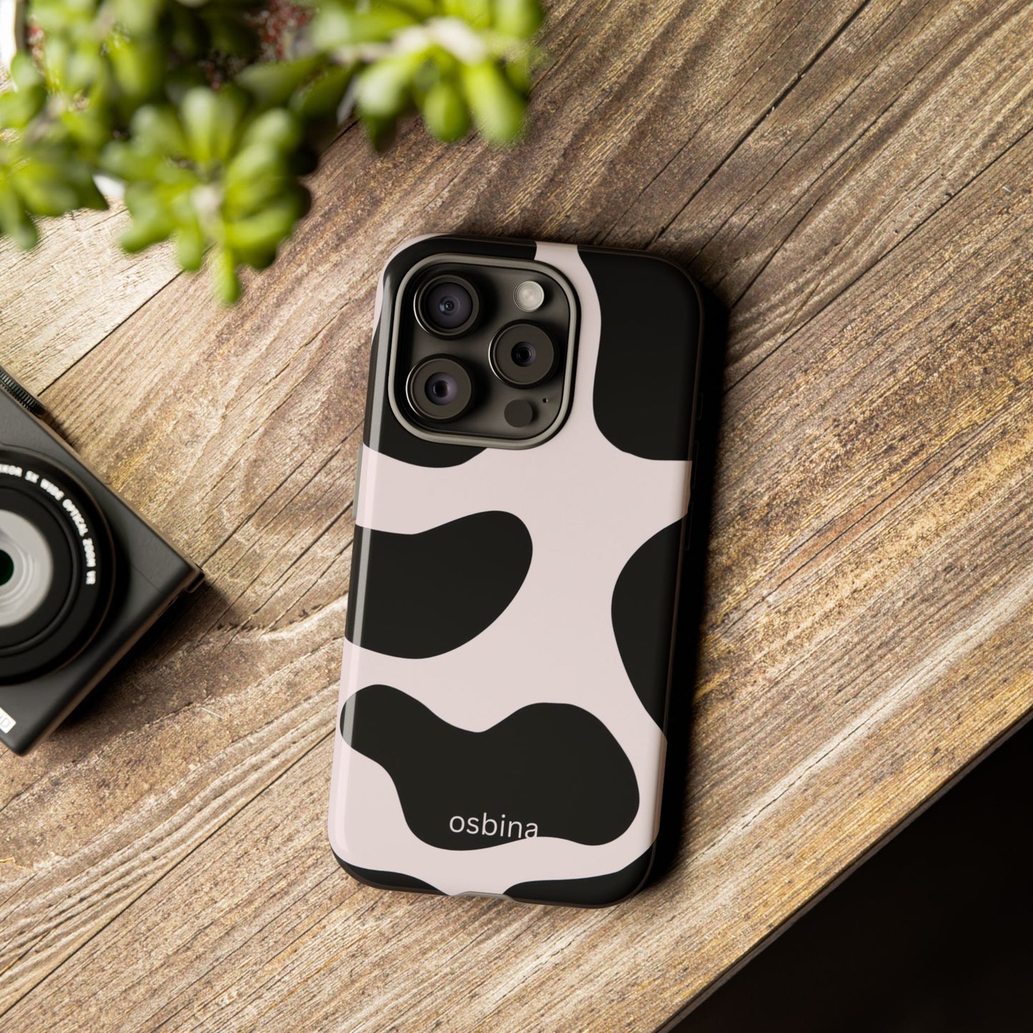 osbina | Prairie Chic Pink & Black Cow Print Phone Case | Modern Muse Collection