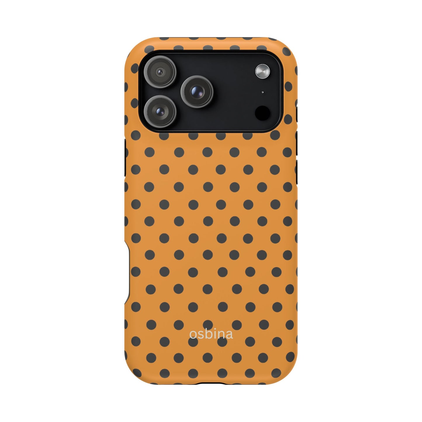osbina | MagSafe Compatible for iPhone | Spot On Chic — The Orange + Black Polka Dot Case | The Season Collective