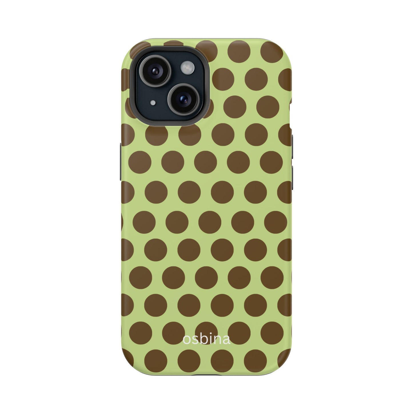 osbina | MagSafe compatible for iPhone | Chartreuse Cocoa Dots Phone Case | Color Edit Collection
