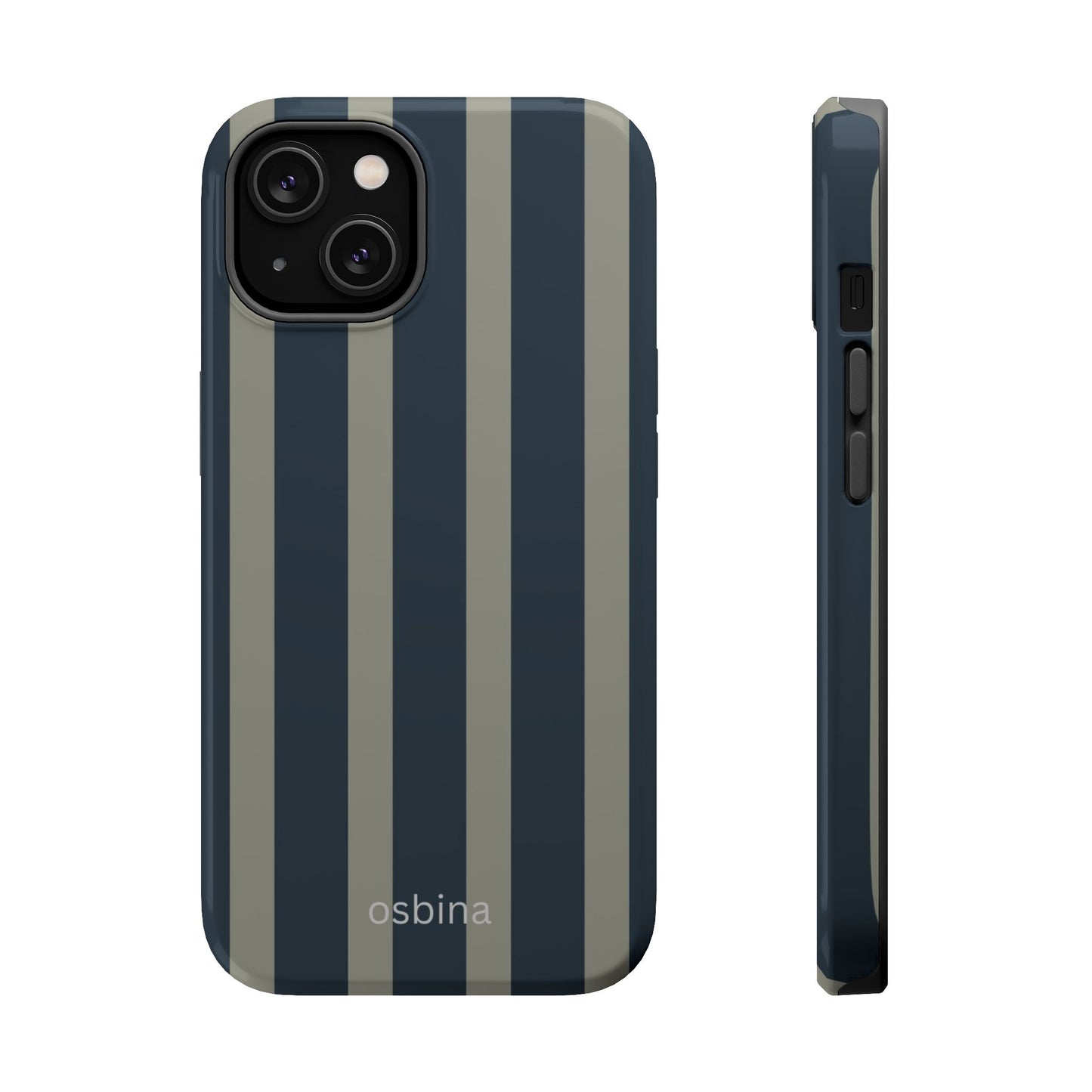 osbina | MagSafe compatible for iPhone | Grayhaven Navy & Gray Sophisticated Phone Case | Modern Muse Collection