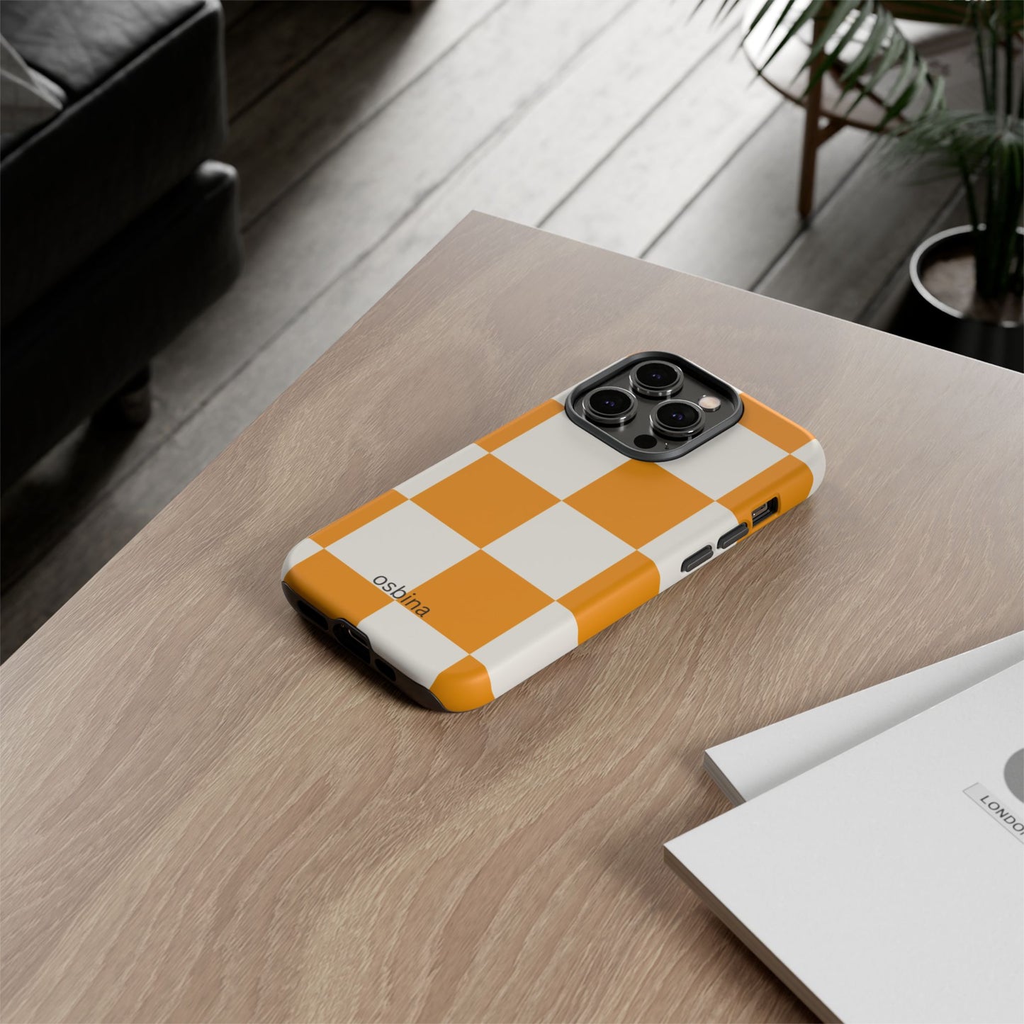 osbina | Check You Out — The Orange + White Check Case | The Season Collective