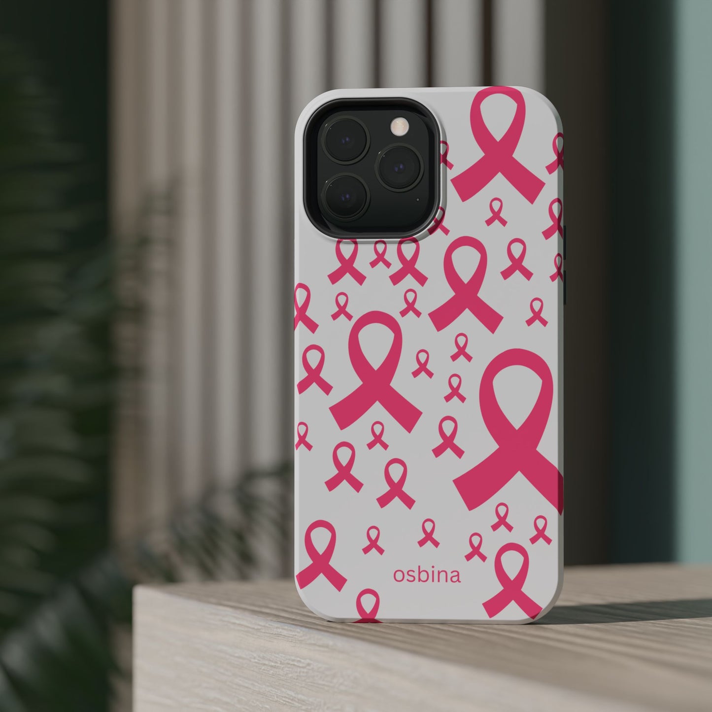 osbina | MagSafe compatible for iPhone | Limited Edition Strength in Ribbons Case in Light Pink + Soft Pink + Hot Pink | The Pink October Collection | Inspired By