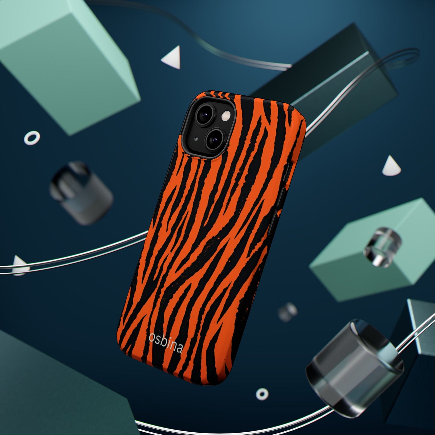 osbina | MagSafe Compatible for iPhone | Tiger, But Make It Chic — The Bengal Stripe Case in Orange + Black | The Season Collective