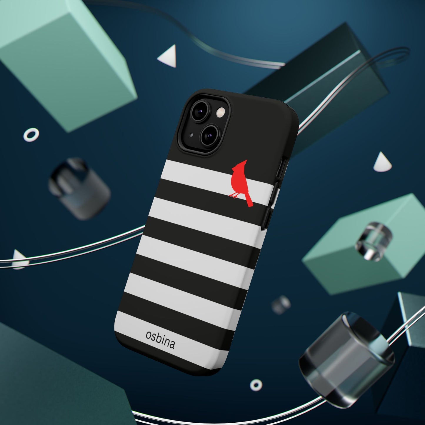 osbina | MagSafe compatible for iPhone | Redbird Edition Thinking of You Phone Case Black & White Stripe | Inspired By Collection