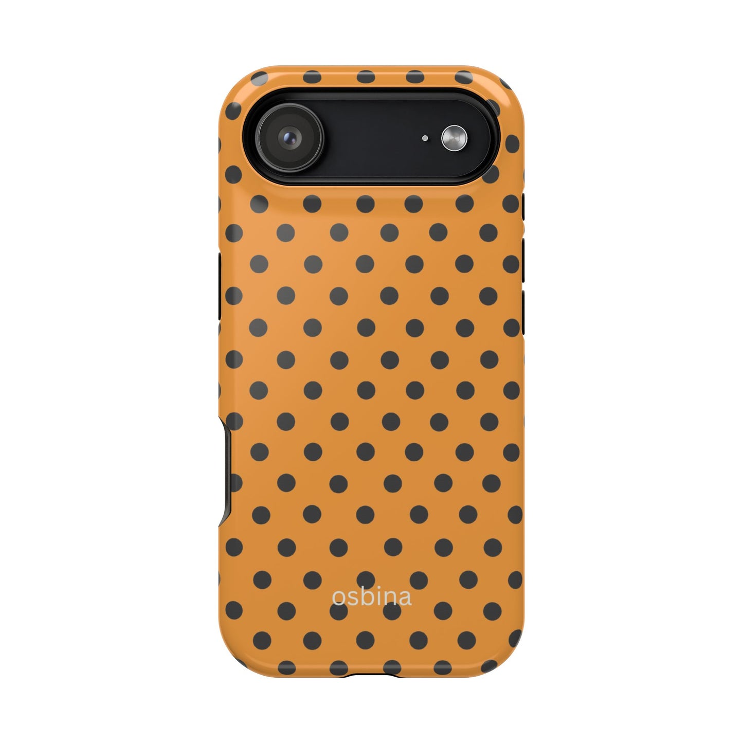 osbina | MagSafe Compatible for iPhone | Spot On Chic — The Orange + Black Polka Dot Case | The Season Collective