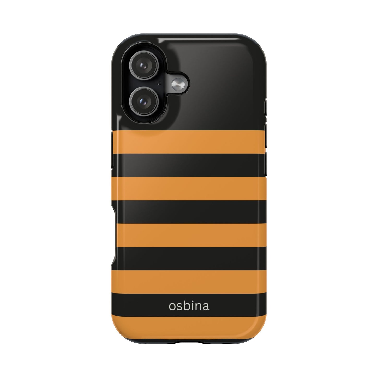 osbina | MagSafe Compatible for iPhone | The Horizon Stripe Case in Black + Orange | The Season Collective