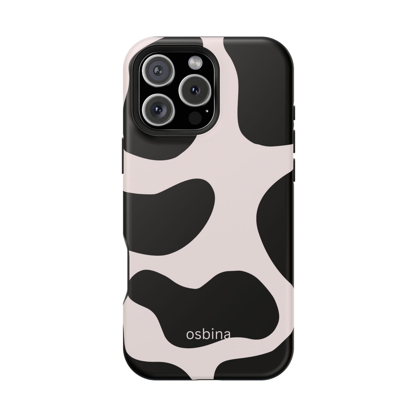 osbina | MagSafe compatible for iPhone | Prairie Chic Pink & Black Cow Print Phone Case | Modern Muse Collection