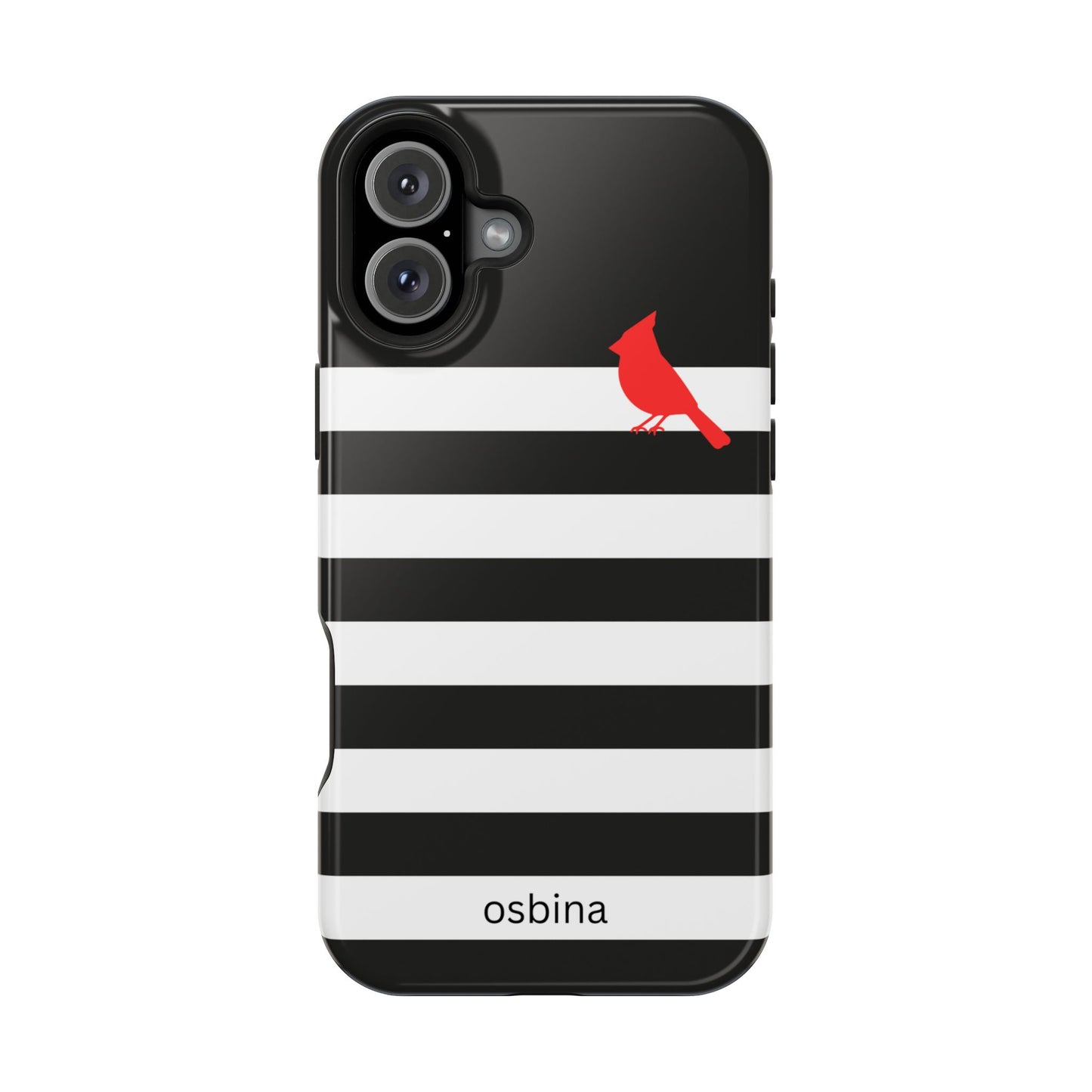 osbina | MagSafe compatible for iPhone | Redbird Edition Thinking of You Phone Case Black & White Stripe | Inspired By Collection