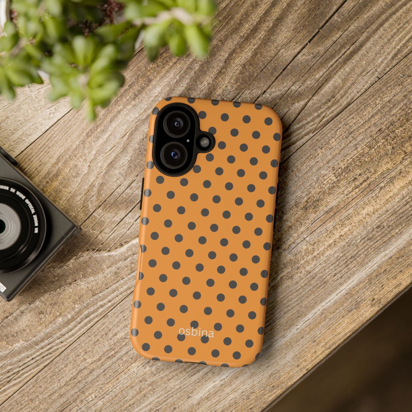 osbina | Spot On Chic — The Orange + Black Polka Dot Case | The Season Collective