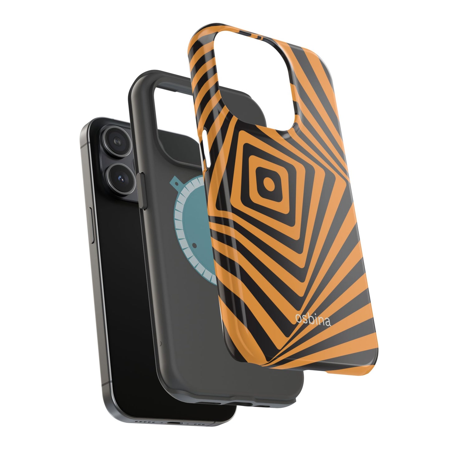 osbina | MagSafe Compatible for iPhone | Step Into the Zone — The Orange + Black Spiral Case | The Season Collective